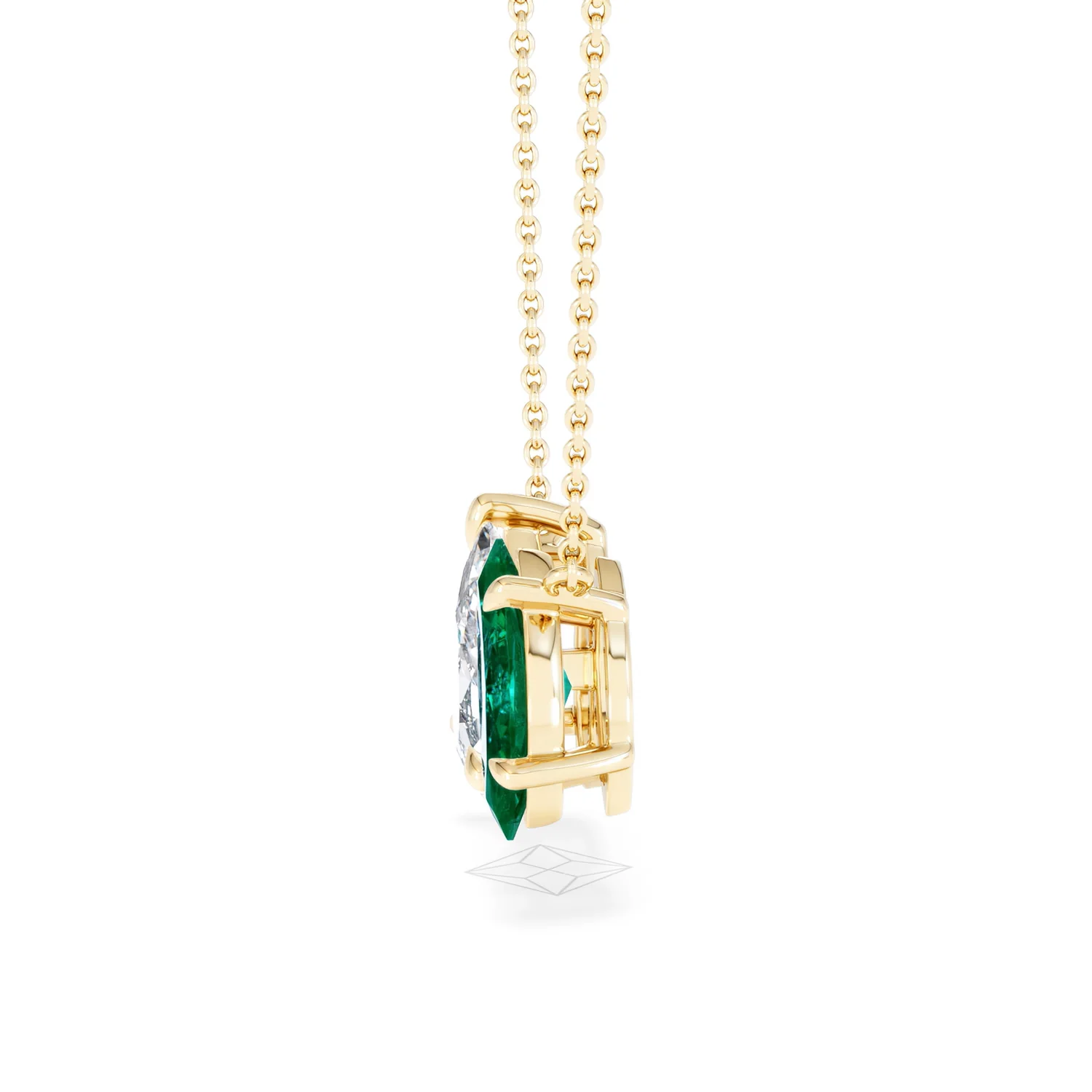 Toi Et Moi 1.50ct Pear Lab Diamond and 1.30ct Marquise Lab Emerald Necklace in 18K Yellow Gold - Image 70