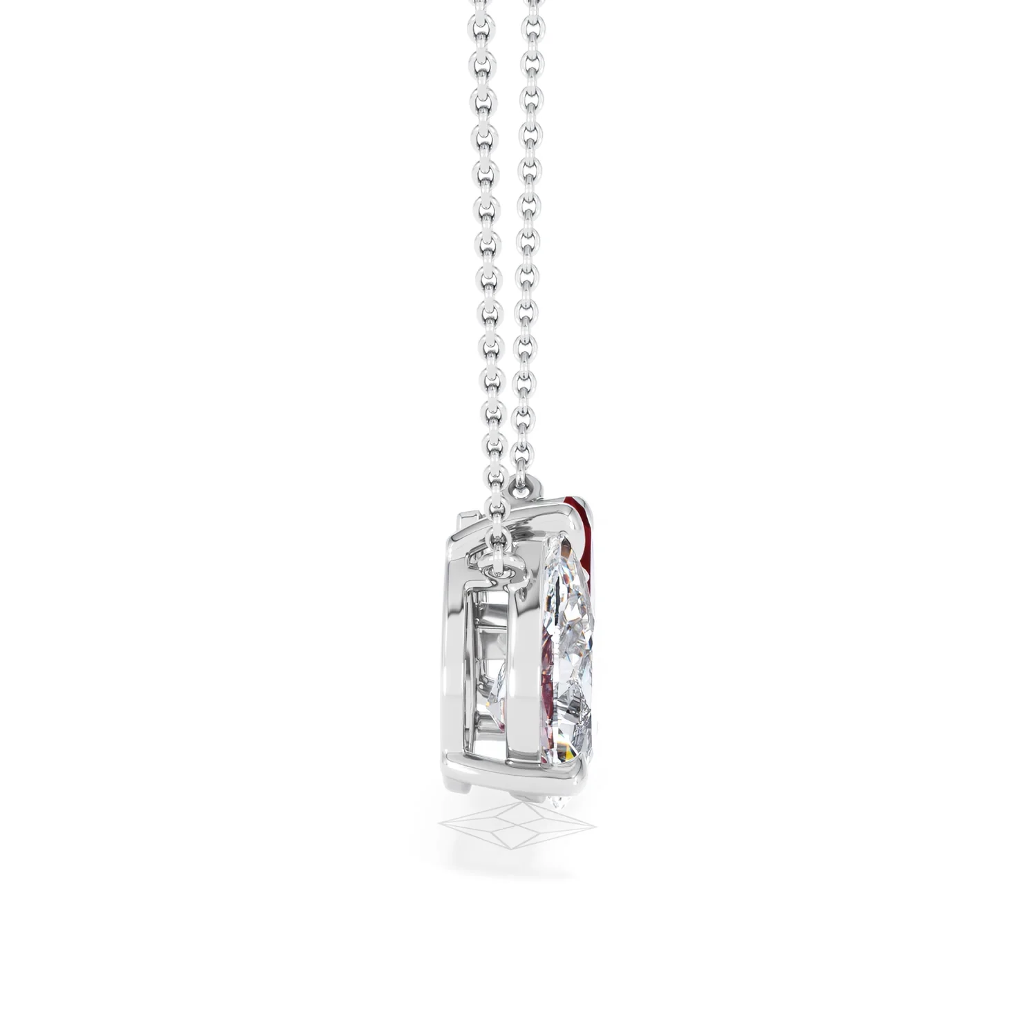 Toi Et Moi 1.50ct Pear Lab Diamond and 1.30ct Marquise Lab Ruby Necklace in 18K White Gold - Image 26