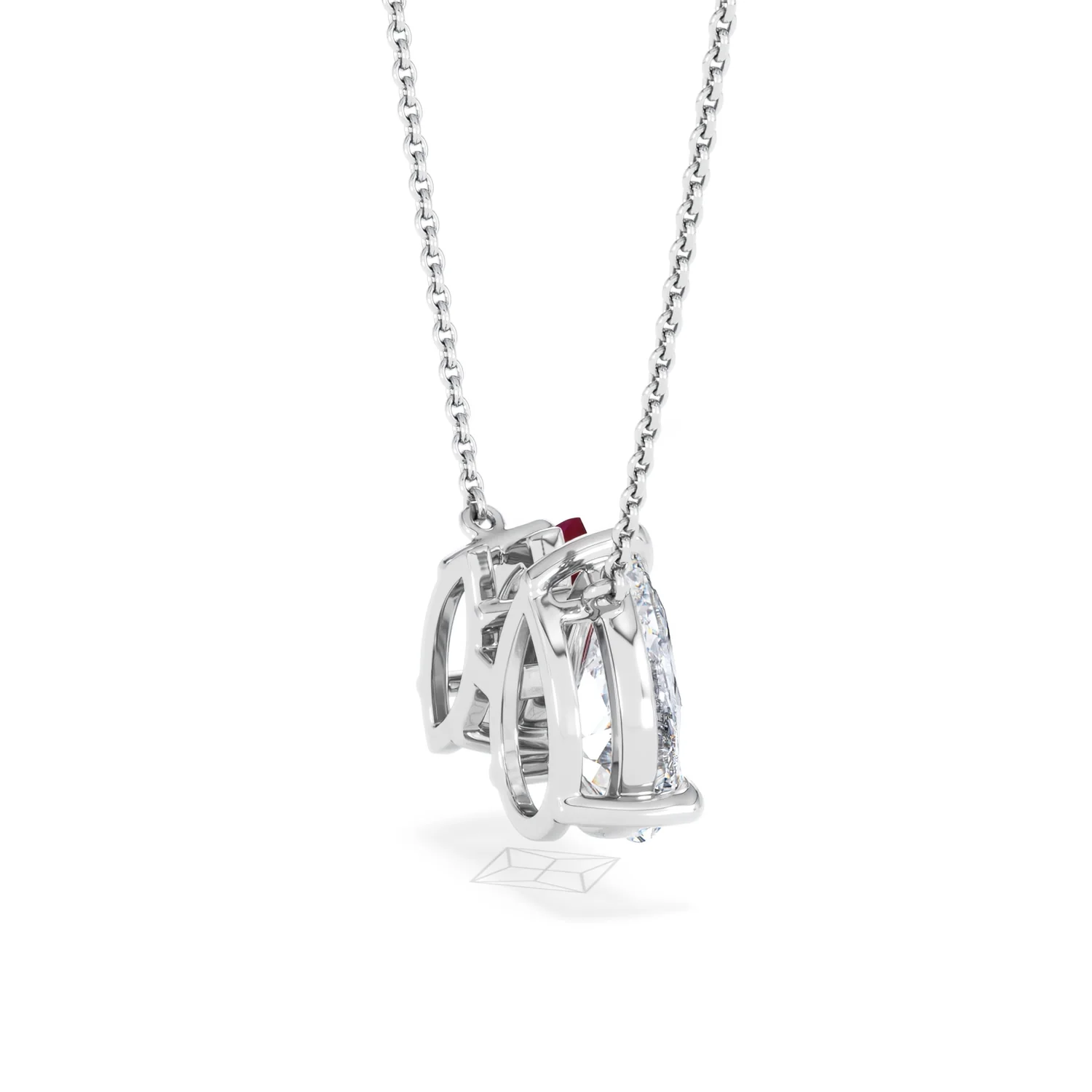 Toi Et Moi 1.50ct Pear Lab Diamond and 1.30ct Marquise Lab Ruby Necklace in 18K White Gold - Image 33