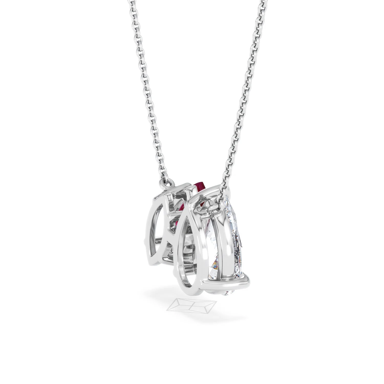 Toi Et Moi 1.50ct Pear Lab Diamond and 1.30ct Marquise Lab Ruby Necklace in 18K White Gold - Image 34