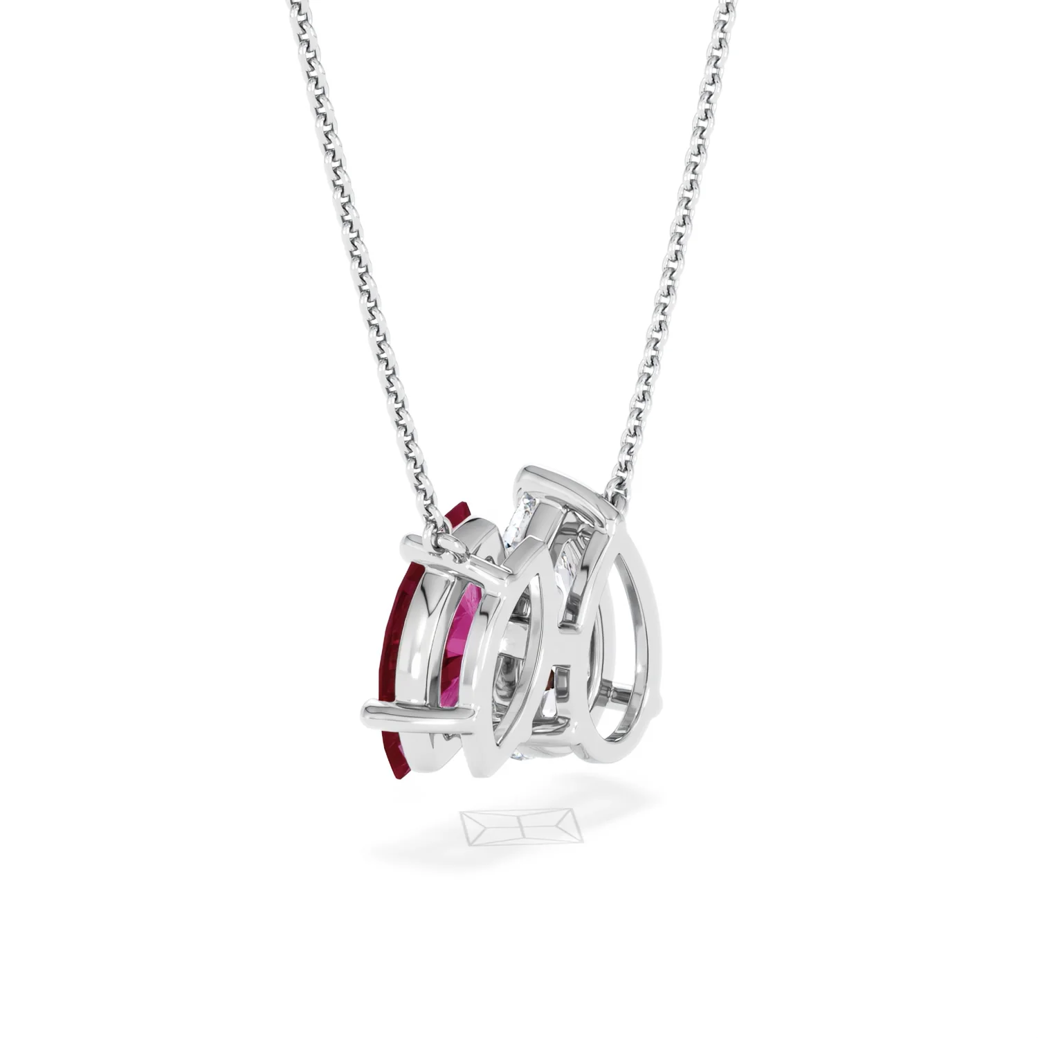 Toi Et Moi 1.50ct Pear Lab Diamond and 1.30ct Marquise Lab Ruby Necklace in 18K White Gold - Image 58