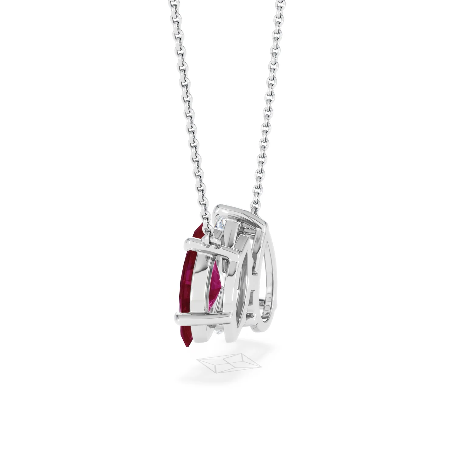 Toi Et Moi 1.50ct Pear Lab Diamond and 1.30ct Marquise Lab Ruby Necklace in 18K White Gold - Image 62