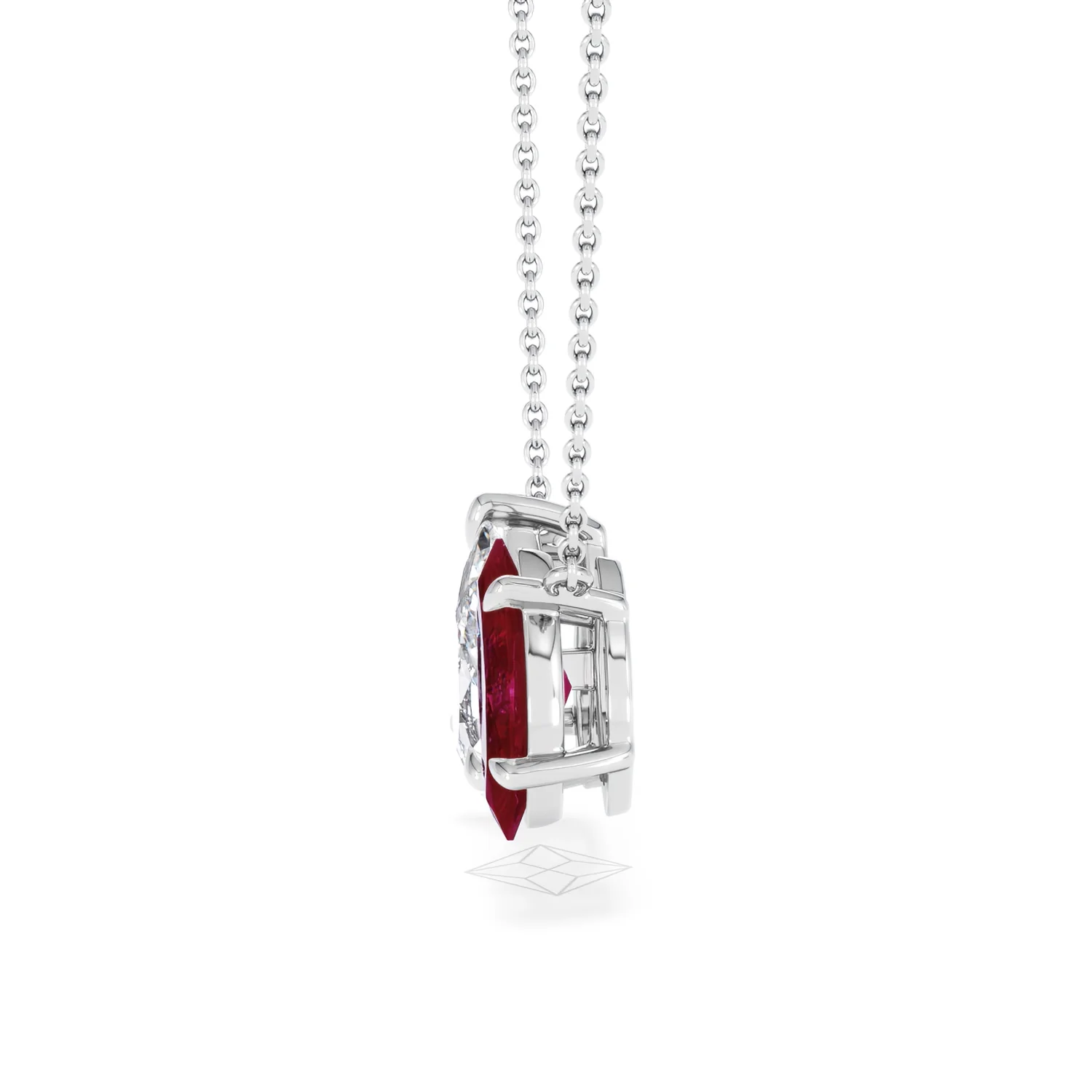 Toi Et Moi 1.50ct Pear Lab Diamond and 1.30ct Marquise Lab Ruby Necklace in 18K White Gold - Image 68