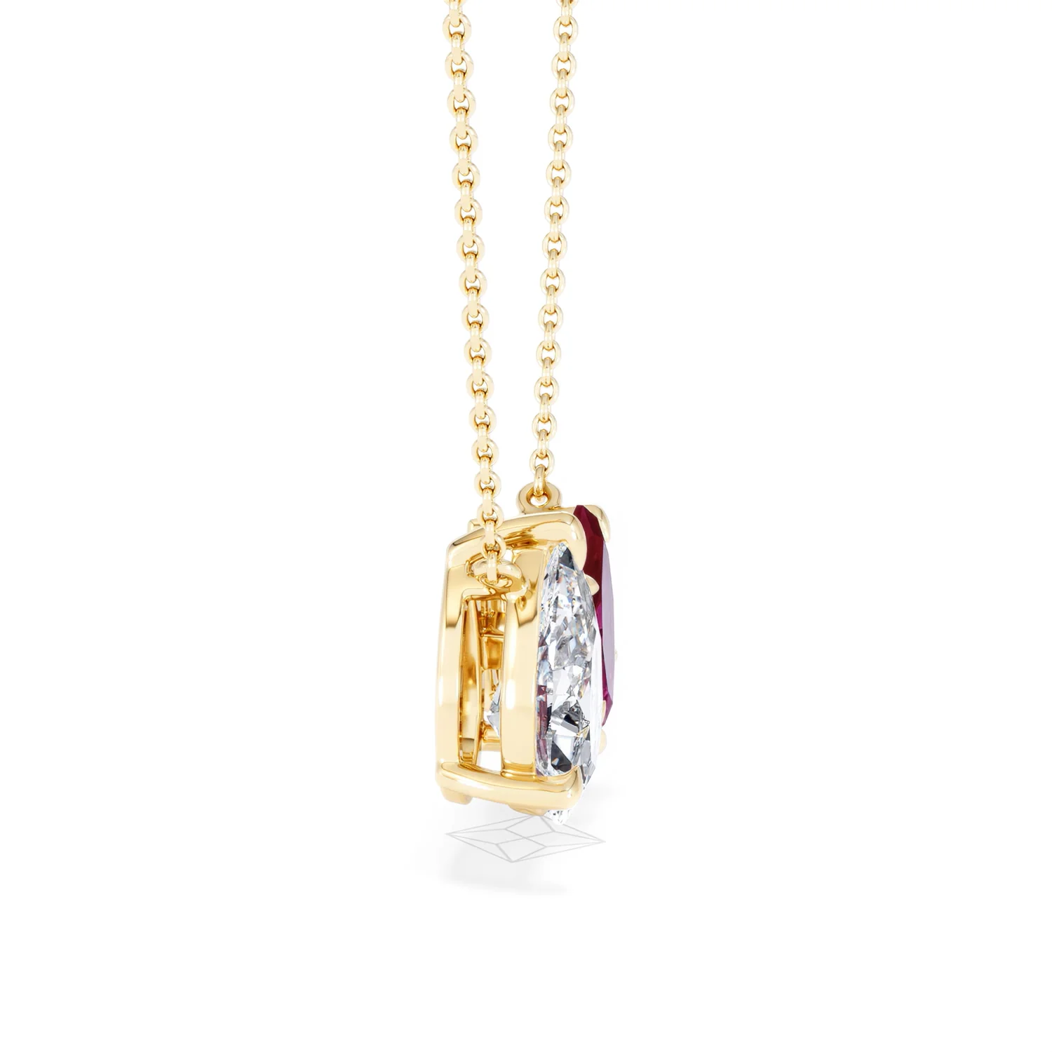 Toi Et Moi 1.50ct Pear Lab Diamond and 1.30ct Marquise Lab Ruby Necklace in 18K Yellow Gold - Image 27