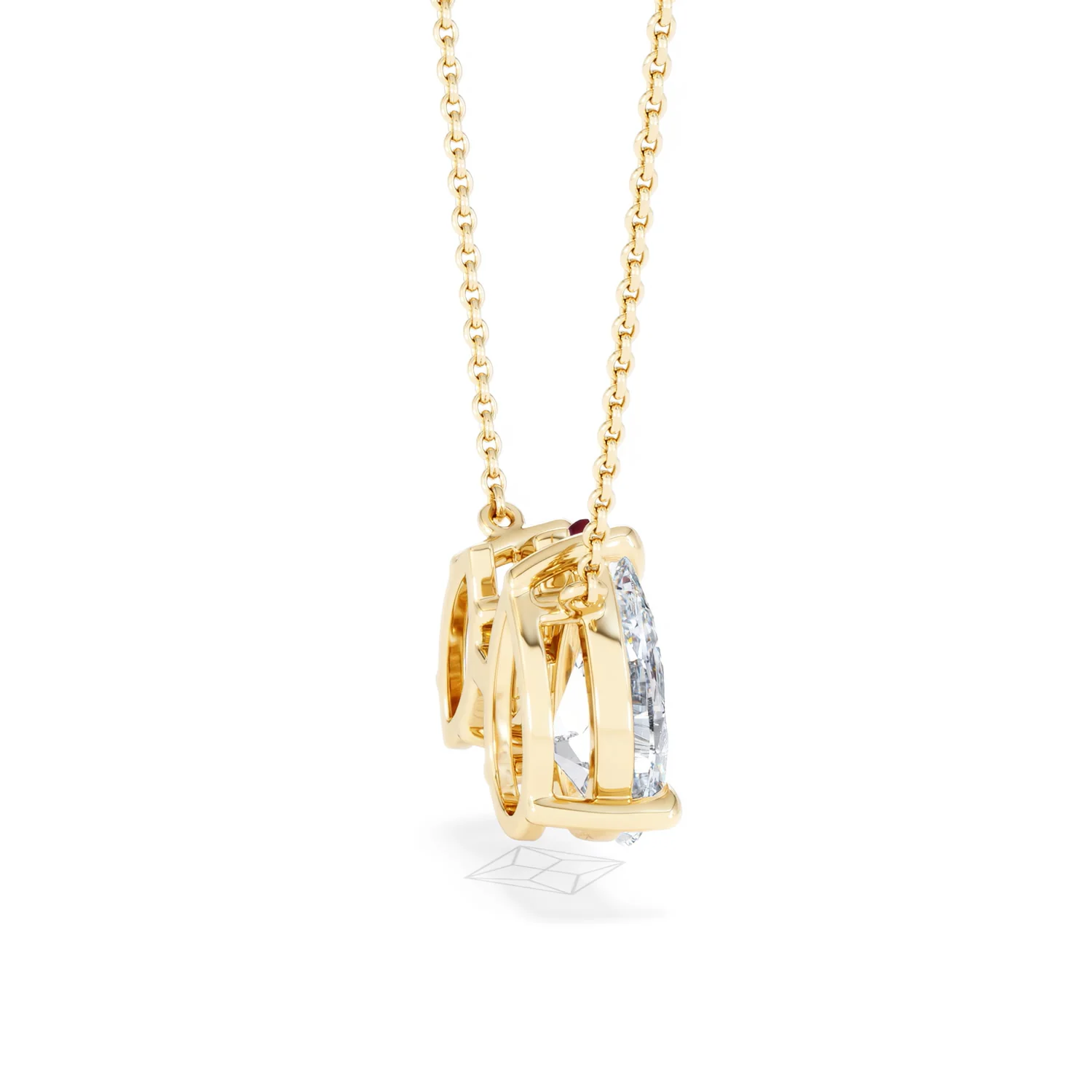 Toi Et Moi 1.50ct Pear Lab Diamond and 1.30ct Marquise Lab Ruby Necklace in 18K Yellow Gold - Image 33