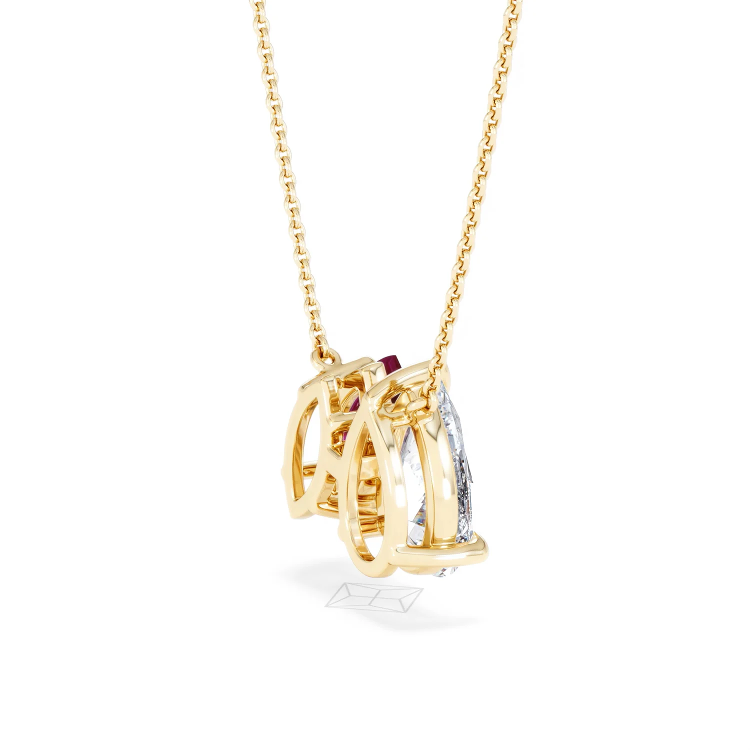 Toi Et Moi 1.50ct Pear Lab Diamond and 1.30ct Marquise Lab Ruby Necklace in 18K Yellow Gold - Image 36