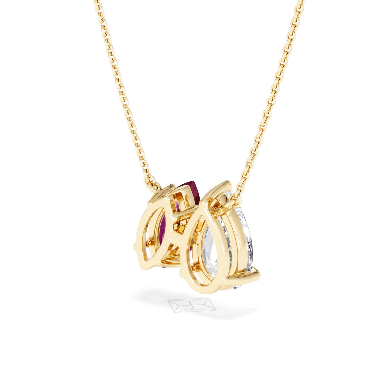 Toi Et Moi 1.50ct Pear Lab Diamond and 1.30ct Marquise Lab Ruby Necklace in 18K Yellow Gold - Image 41
