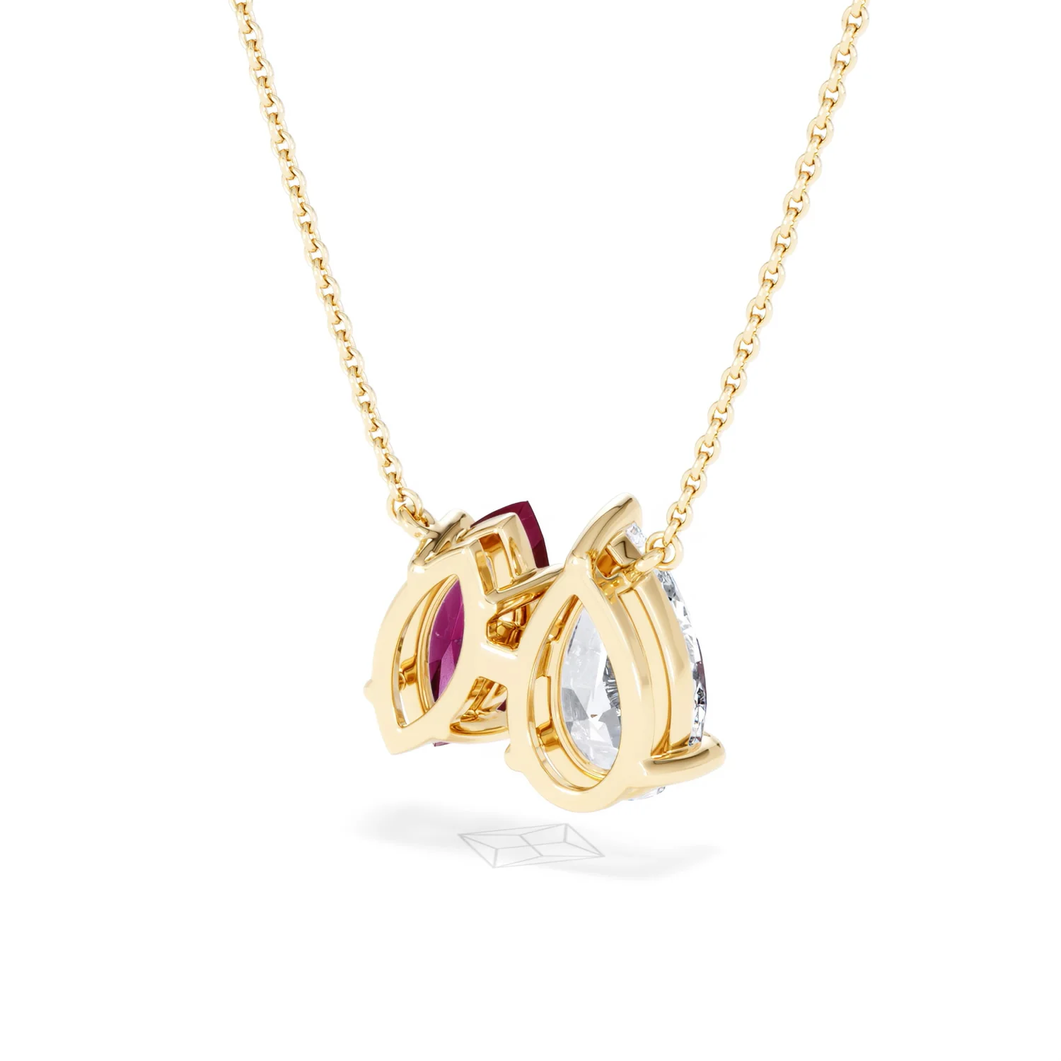 Toi Et Moi 1.50ct Pear Lab Diamond and 1.30ct Marquise Lab Ruby Necklace in 18K Yellow Gold - Image 43