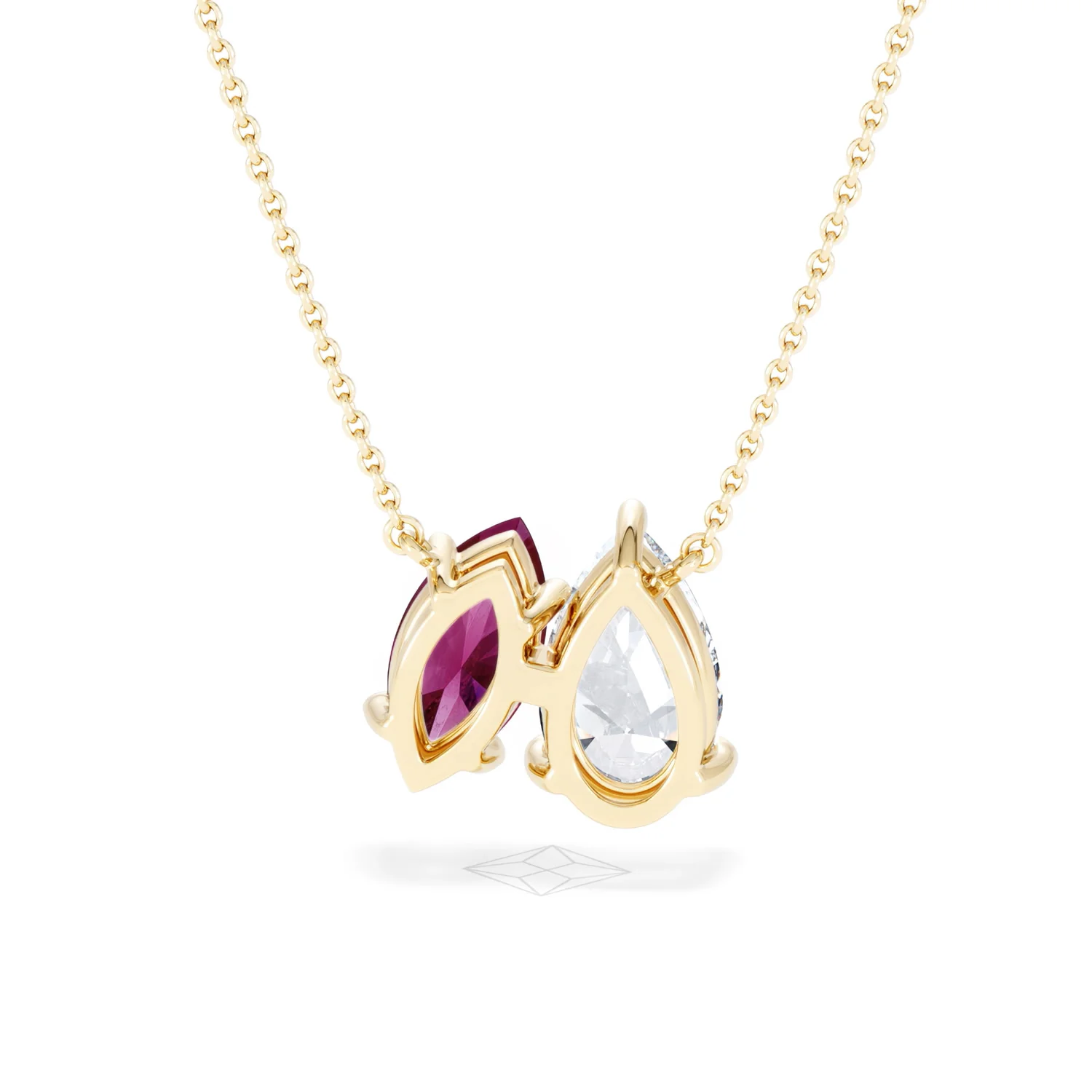 Toi Et Moi 1.50ct Pear Lab Diamond and 1.30ct Marquise Lab Ruby Necklace in 18K Yellow Gold - Image 48