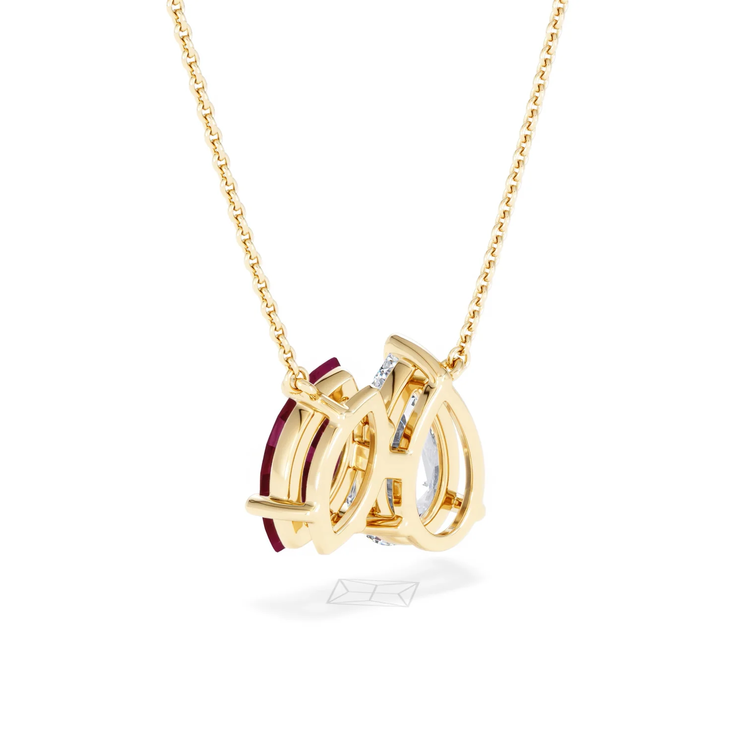 Toi Et Moi 1.50ct Pear Lab Diamond and 1.30ct Marquise Lab Ruby Necklace in 18K Yellow Gold - Image 57
