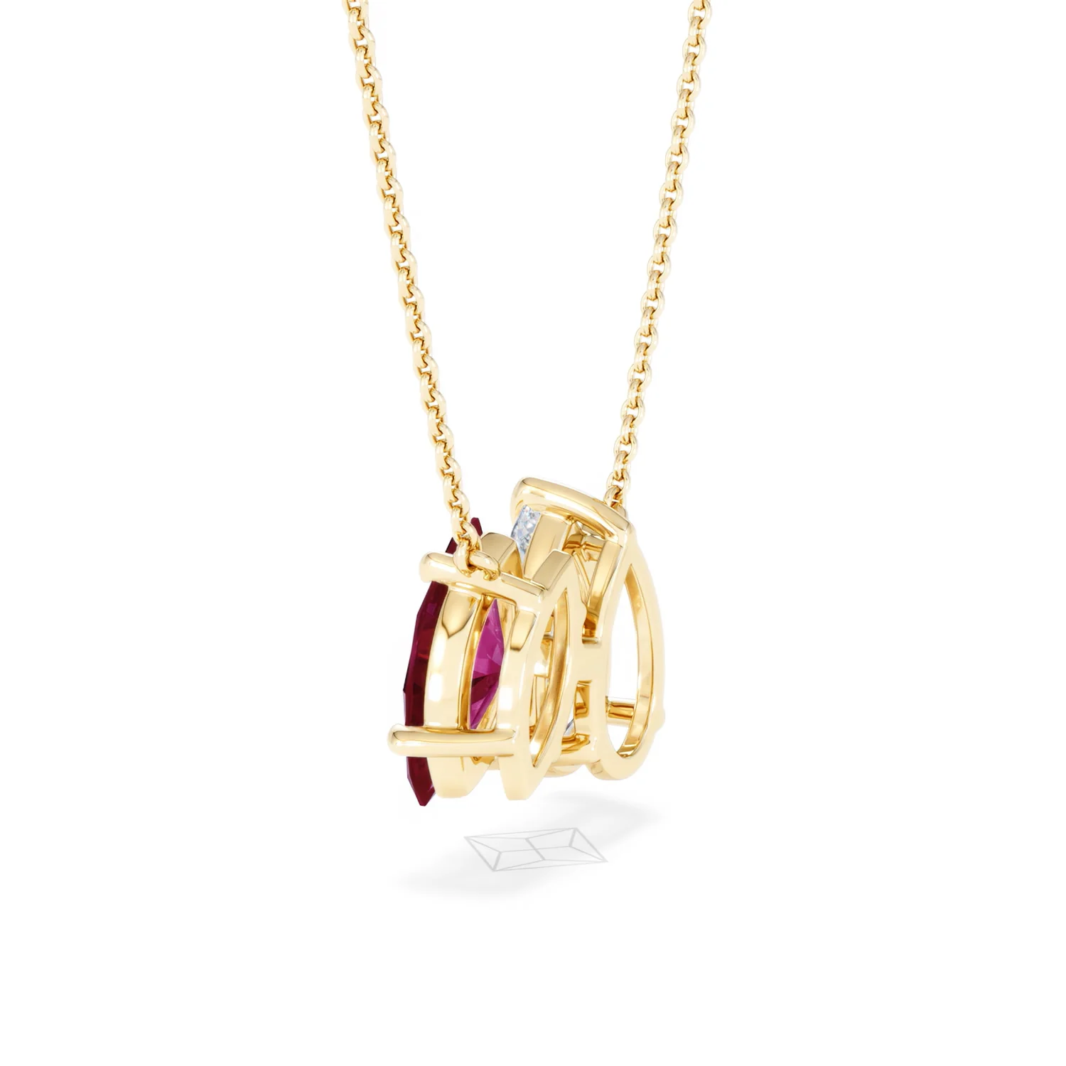 Toi Et Moi 1.50ct Pear Lab Diamond and 1.30ct Marquise Lab Ruby Necklace in 18K Yellow Gold - Image 62