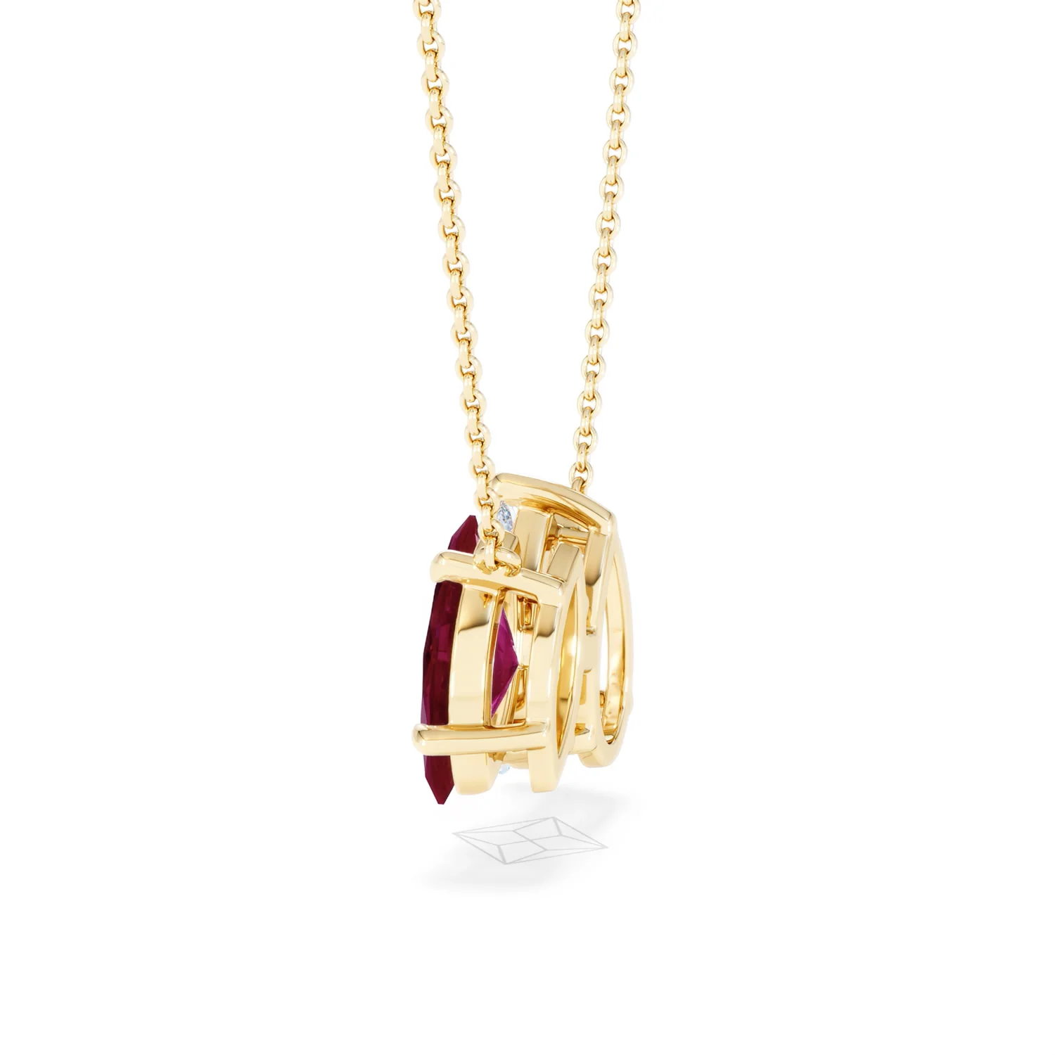 Toi Et Moi 1.50ct Pear Lab Diamond and 1.30ct Marquise Lab Ruby Necklace in 18K Yellow Gold - Image 65