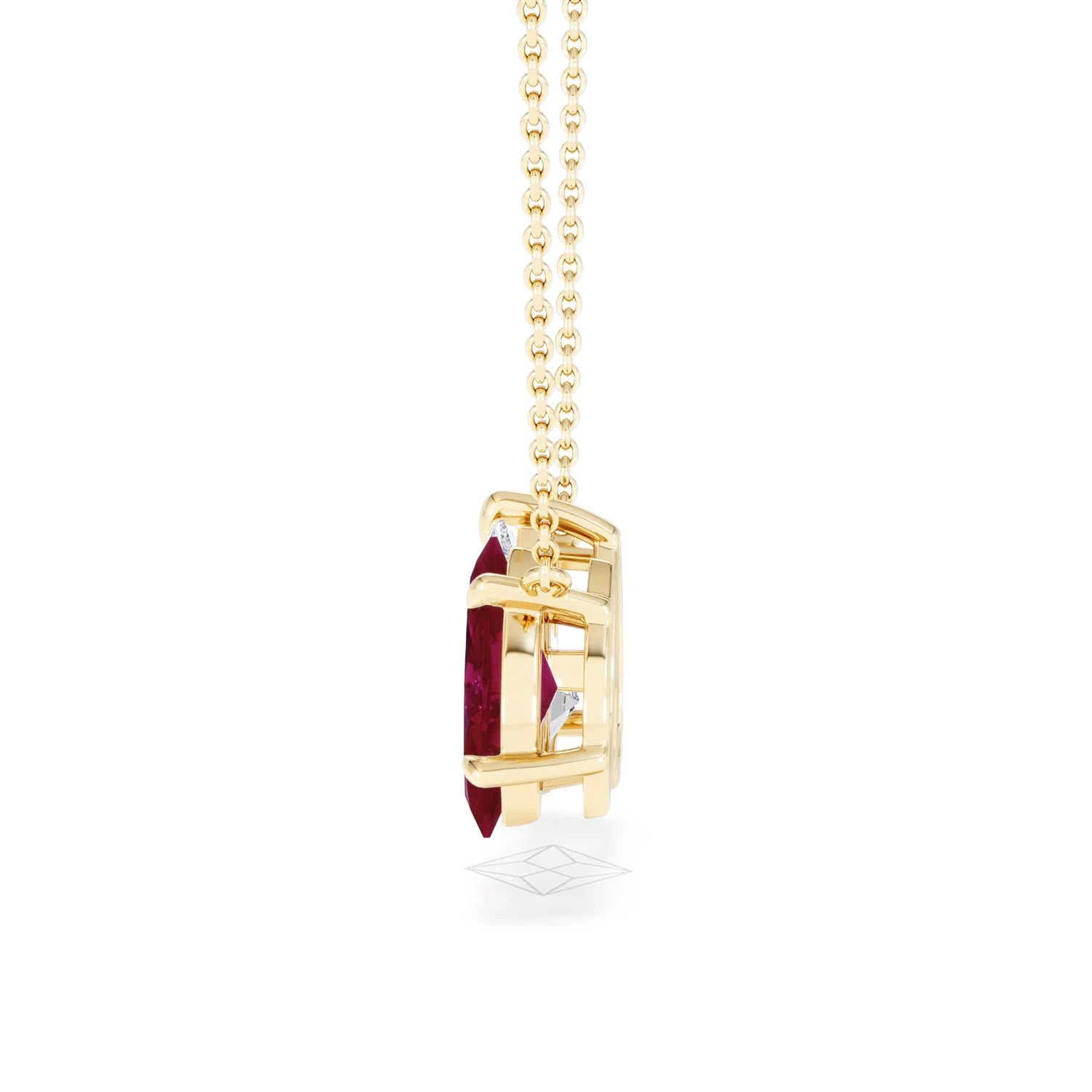 Toi Et Moi 1.50ct Pear Lab Diamond and 1.30ct Marquise Lab Ruby Necklace in 18K Yellow Gold - Image 68