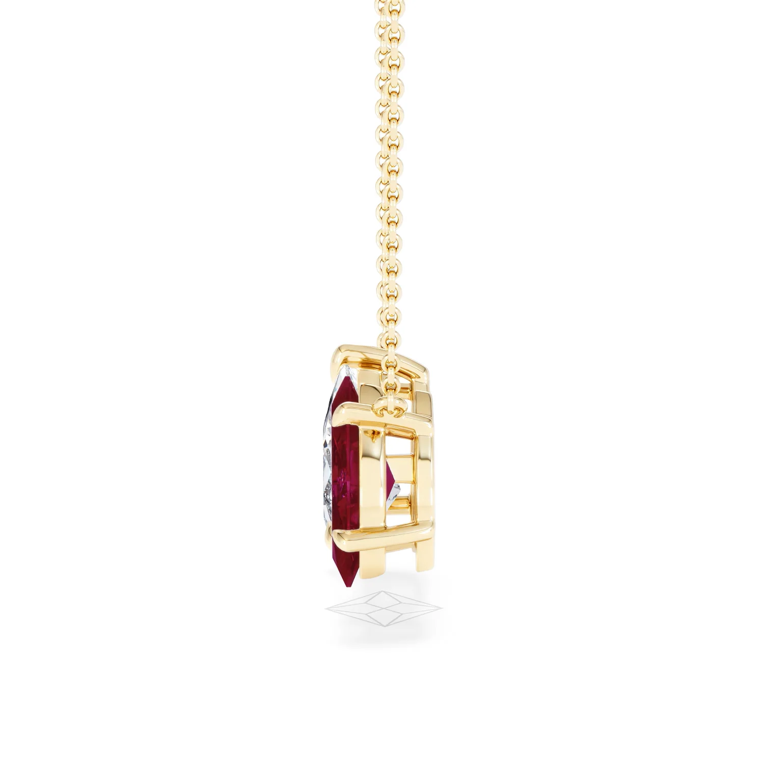 Toi Et Moi 1.50ct Pear Lab Diamond and 1.30ct Marquise Lab Ruby Necklace in 18K Yellow Gold - Image 69