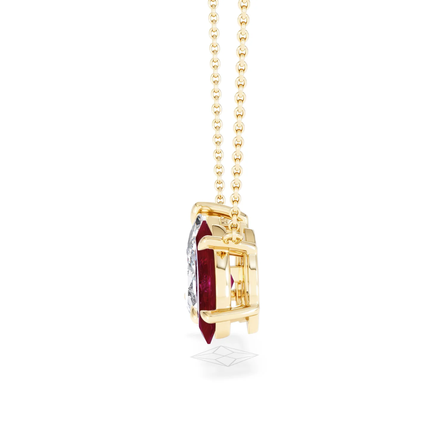 Toi Et Moi 1.50ct Pear Lab Diamond and 1.30ct Marquise Lab Ruby Necklace in 18K Yellow Gold - Image 70