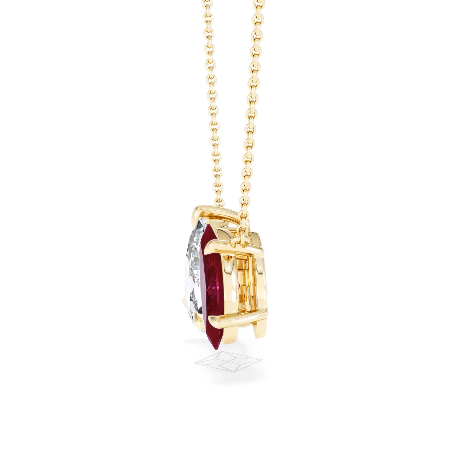 Toi Et Moi 1.50ct Pear Lab Diamond and 1.30ct Marquise Lab Ruby Necklace in 18K Yellow Gold - Image 71
