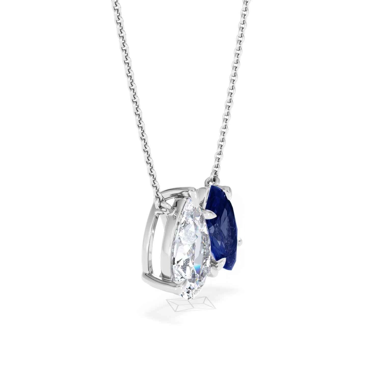 Toi Et Moi 1.50ct Pear Lab Diamond and 1.30ct Marquise Lab Sapphire Necklace in 18K White Gold - Image 20
