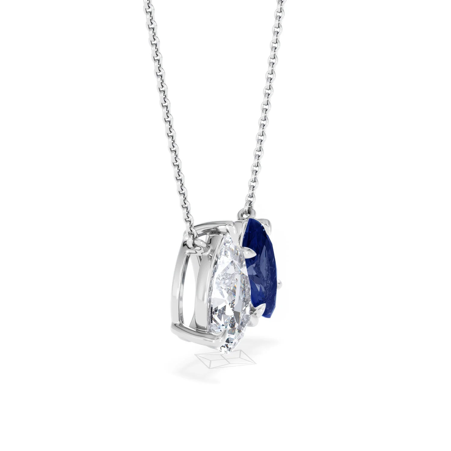 Toi Et Moi 1.50ct Pear Lab Diamond and 1.30ct Marquise Lab Sapphire Necklace in 18K White Gold - Image 21