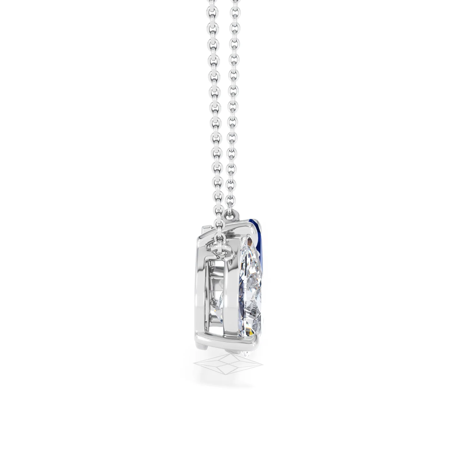 Toi Et Moi 1.50ct Pear Lab Diamond and 1.30ct Marquise Lab Sapphire Necklace in 18K White Gold - Image 26