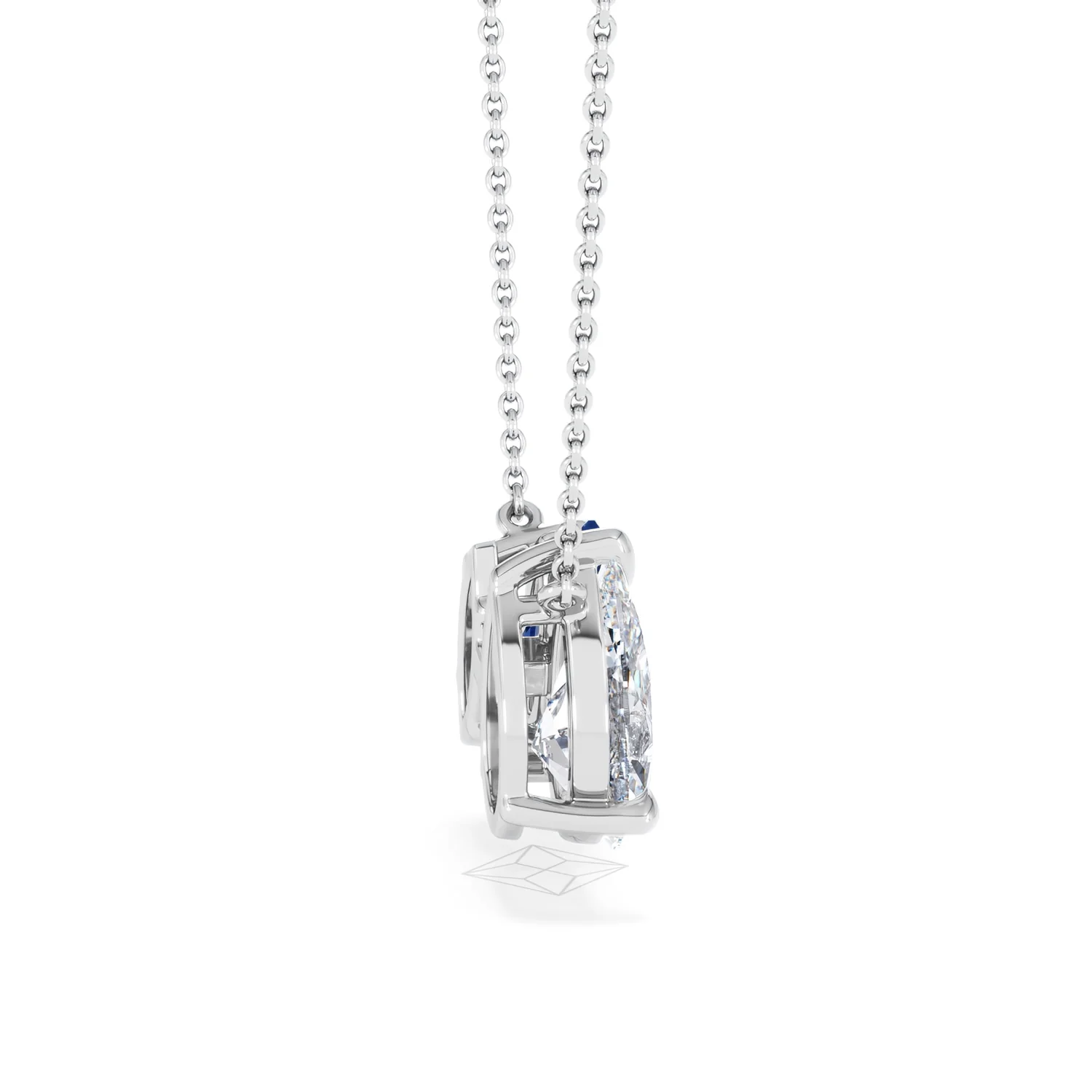 Toi Et Moi 1.50ct Pear Lab Diamond and 1.30ct Marquise Lab Sapphire Necklace in 18K White Gold - Image 29