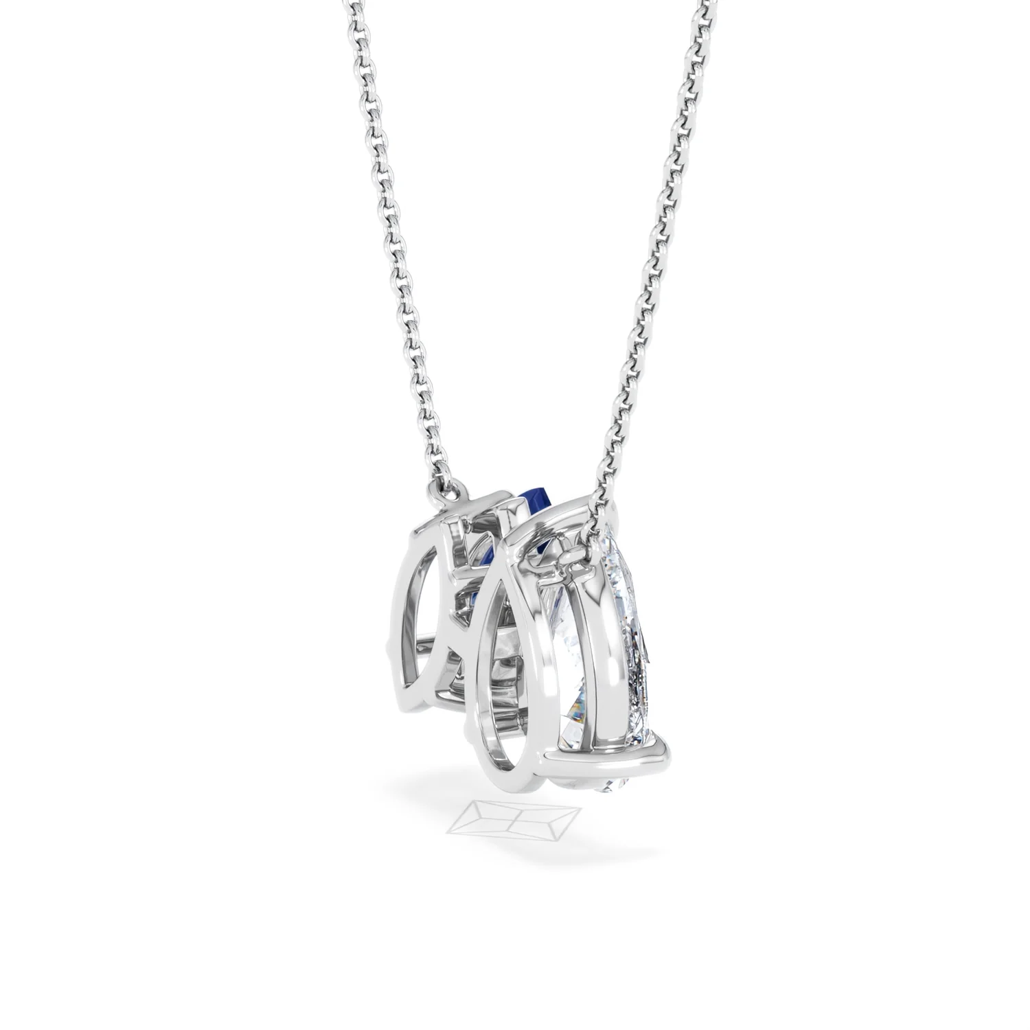 Toi Et Moi 1.50ct Pear Lab Diamond and 1.30ct Marquise Lab Sapphire Necklace in 18K White Gold - Image 34