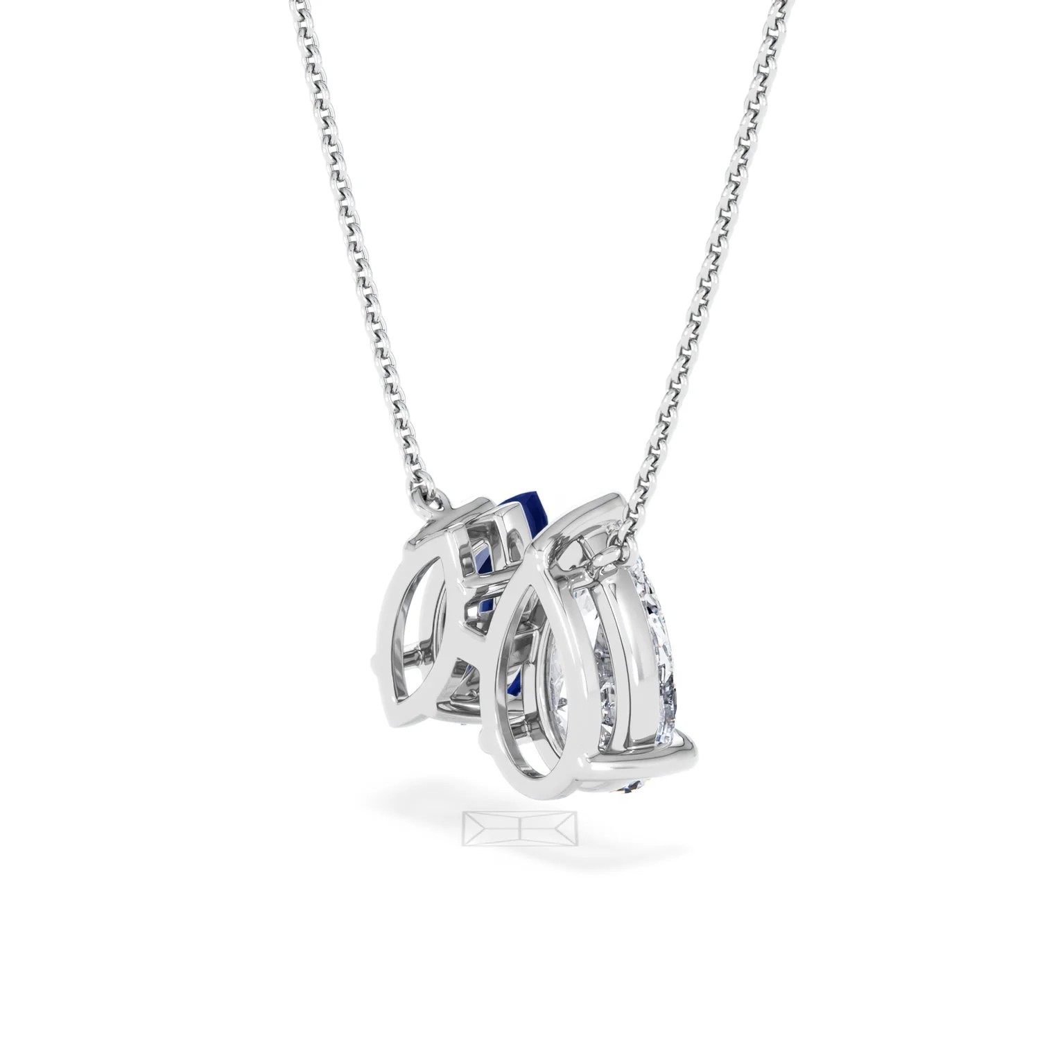 Toi Et Moi 1.50ct Pear Lab Diamond and 1.30ct Marquise Lab Sapphire Necklace in 18K White Gold - Image 37