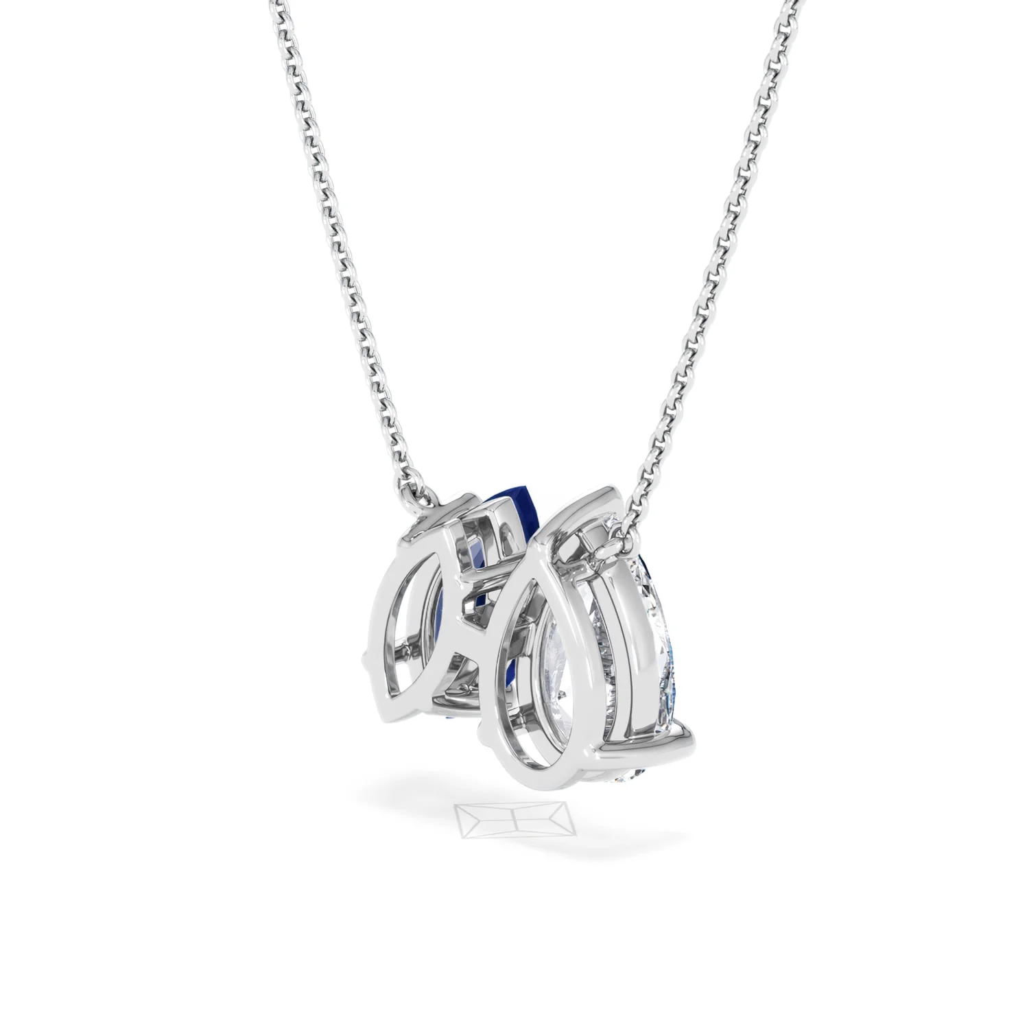 Toi Et Moi 1.50ct Pear Lab Diamond and 1.30ct Marquise Lab Sapphire Necklace in 18K White Gold - Image 38