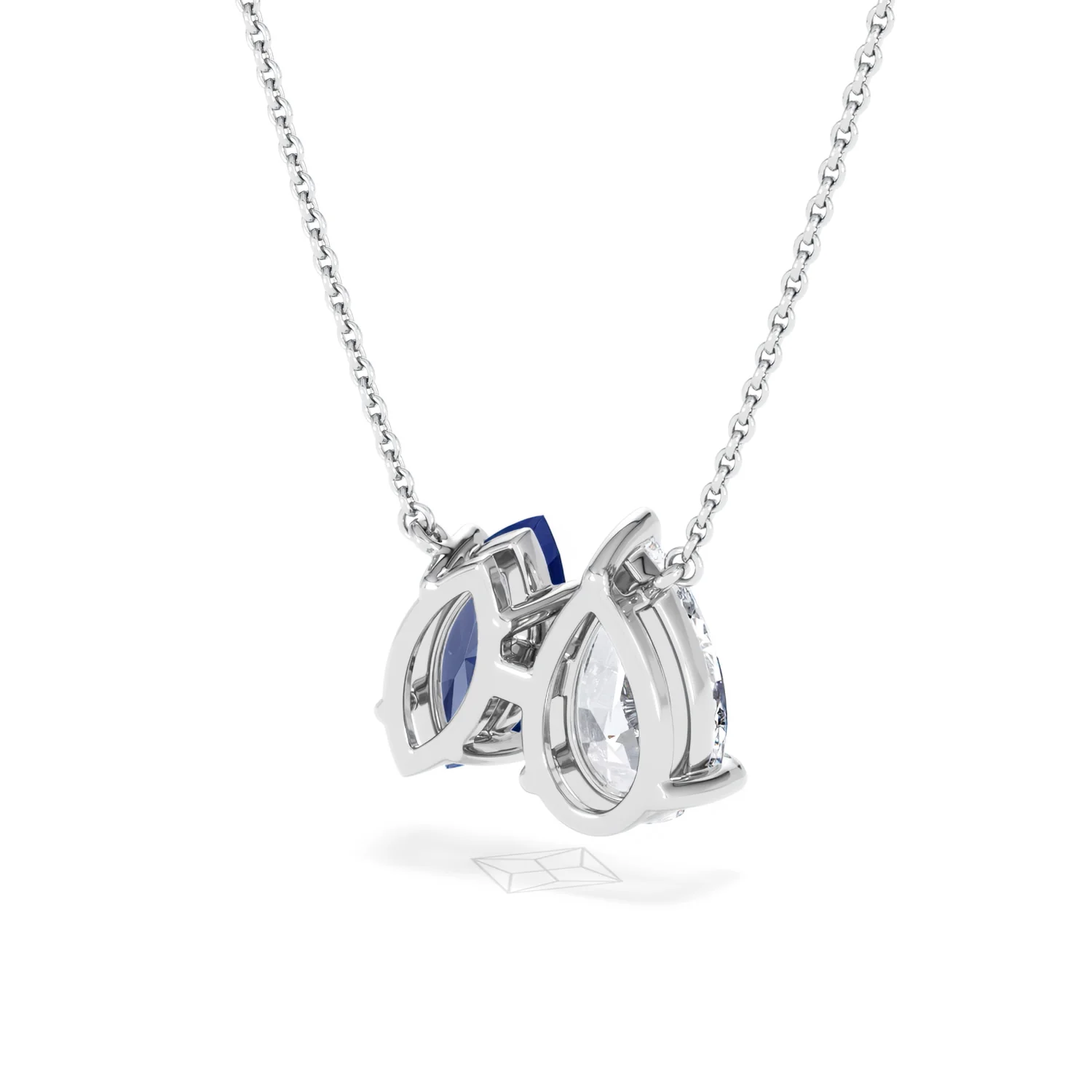 Toi Et Moi 1.50ct Pear Lab Diamond and 1.30ct Marquise Lab Sapphire Necklace in 18K White Gold - Image 41
