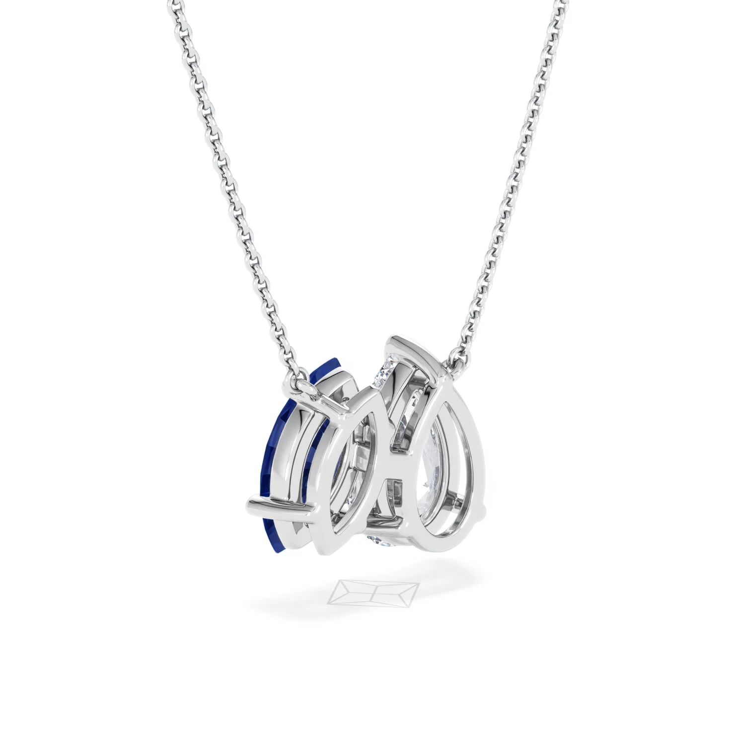 Toi Et Moi 1.50ct Pear Lab Diamond and 1.30ct Marquise Lab Sapphire Necklace in 18K White Gold - Image 55