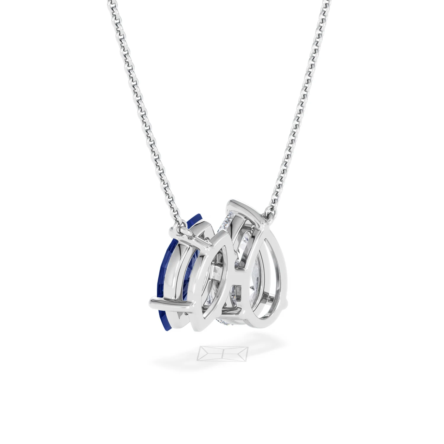Toi Et Moi 1.50ct Pear Lab Diamond and 1.30ct Marquise Lab Sapphire Necklace in 18K White Gold - Image 56