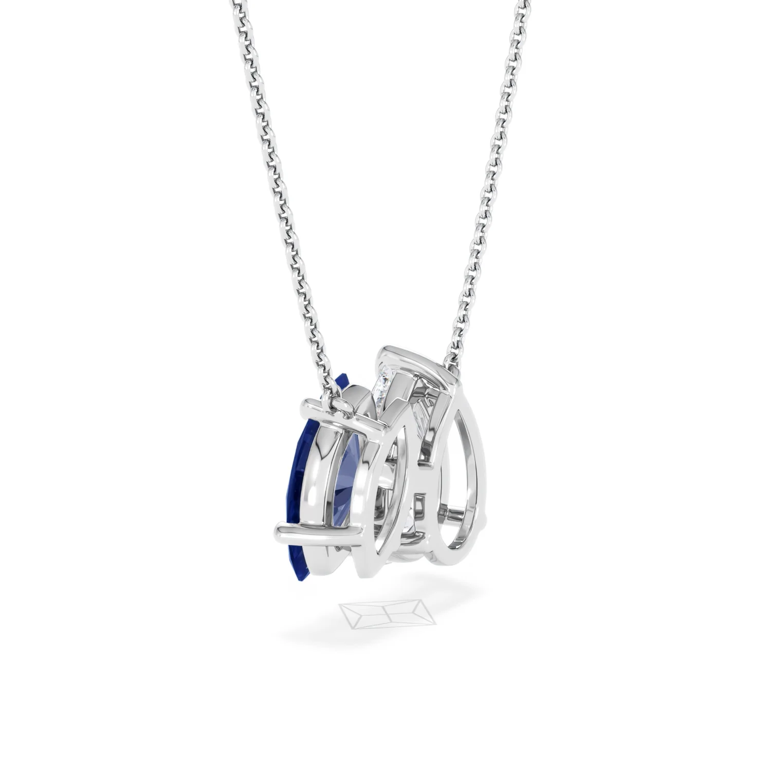 Toi Et Moi 1.50ct Pear Lab Diamond and 1.30ct Marquise Lab Sapphire Necklace in 18K White Gold - Image 59