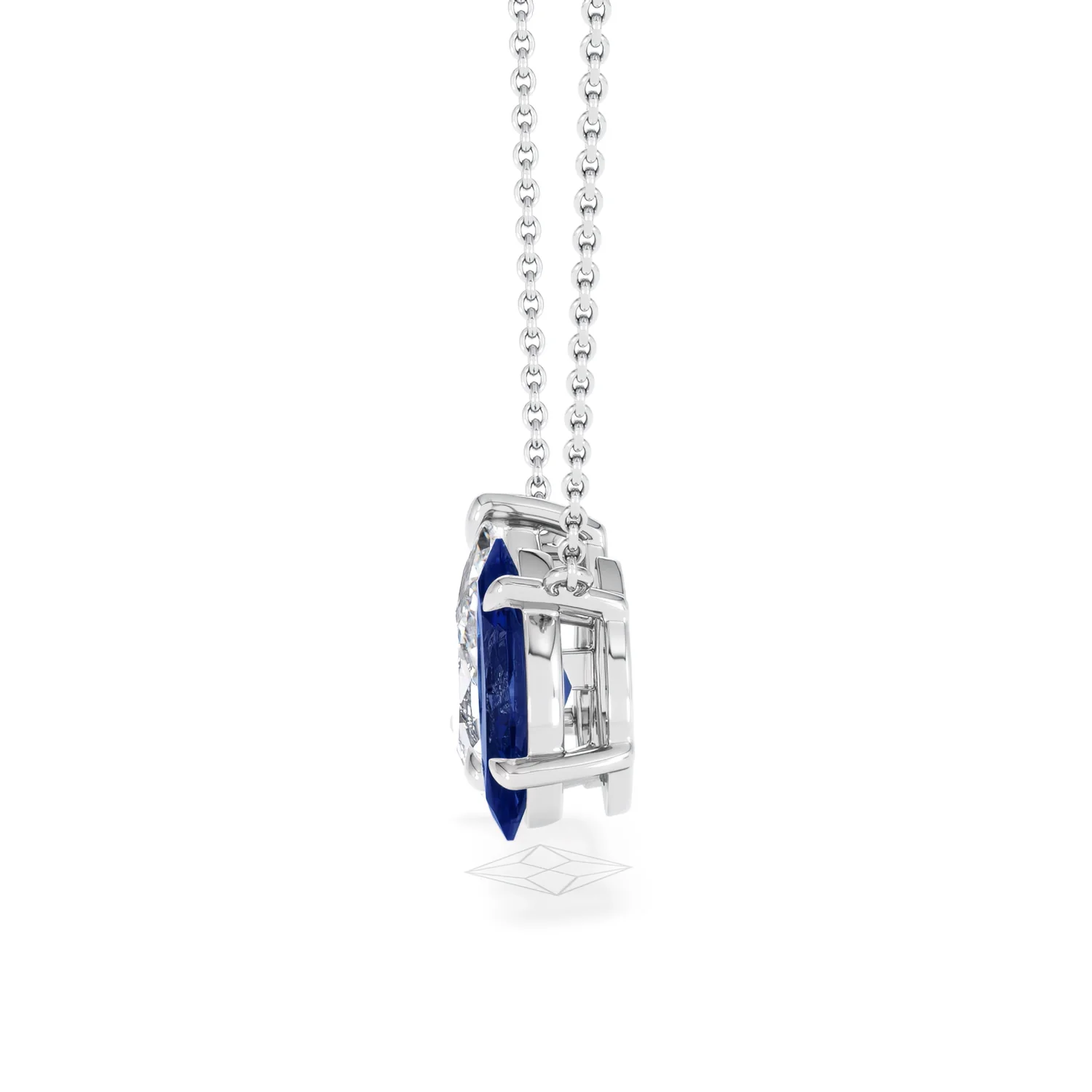 Toi Et Moi 1.50ct Pear Lab Diamond and 1.30ct Marquise Lab Sapphire Necklace in 18K White Gold - Image 68