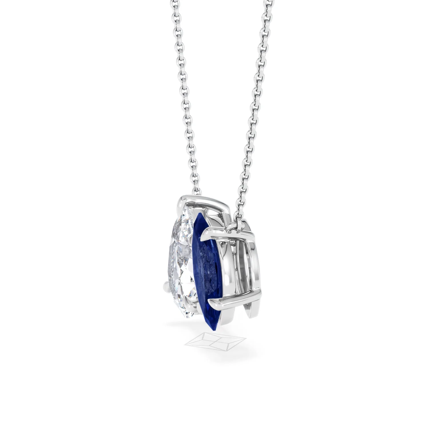 Toi Et Moi 1.50ct Pear Lab Diamond and 1.30ct Marquise Lab Sapphire Necklace in 18K White Gold - Image 71