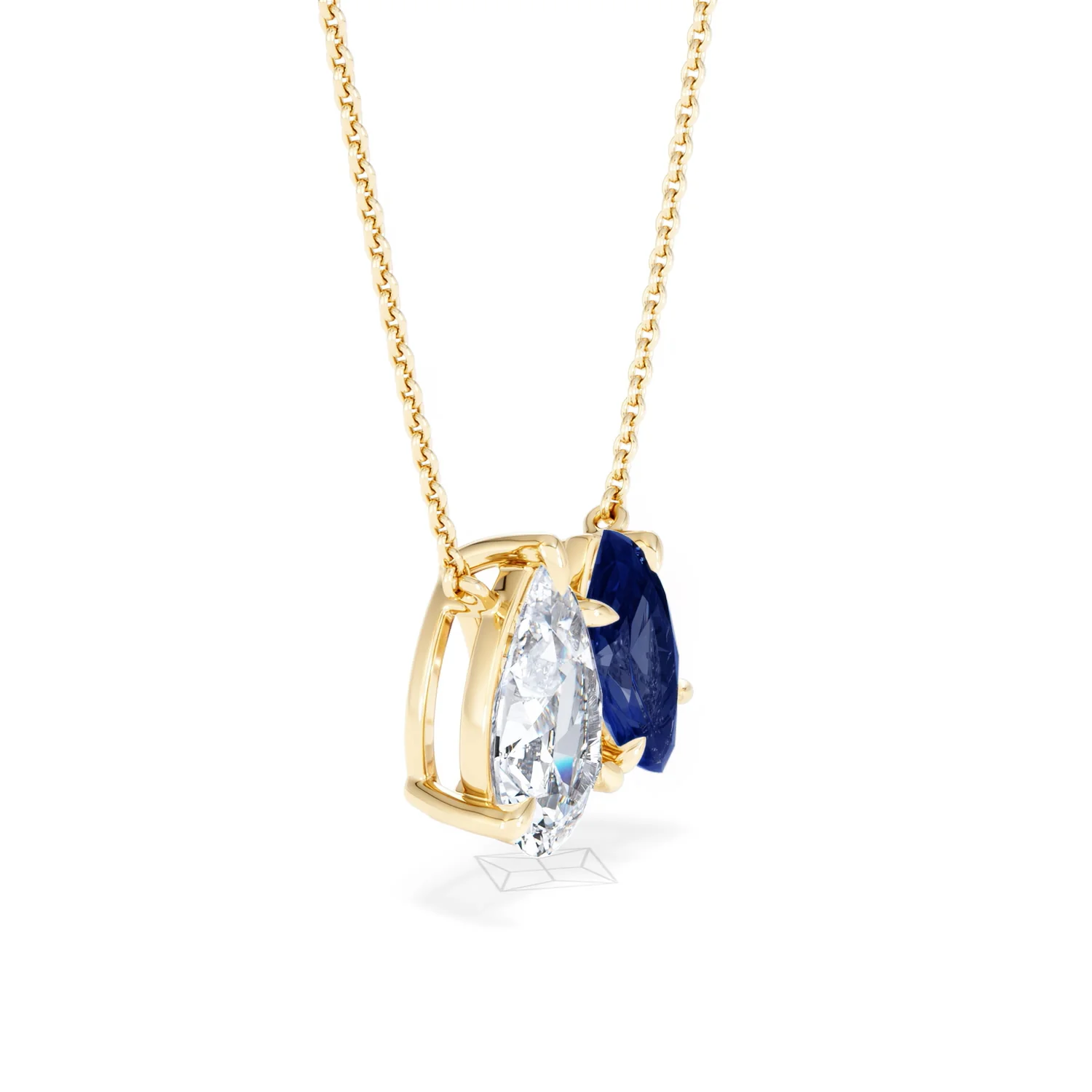 Toi Et Moi 1.50ct Pear Lab Diamond and 1.30ct Marquise Lab Sapphire Necklace in 18K Yellow Gold - Image 22