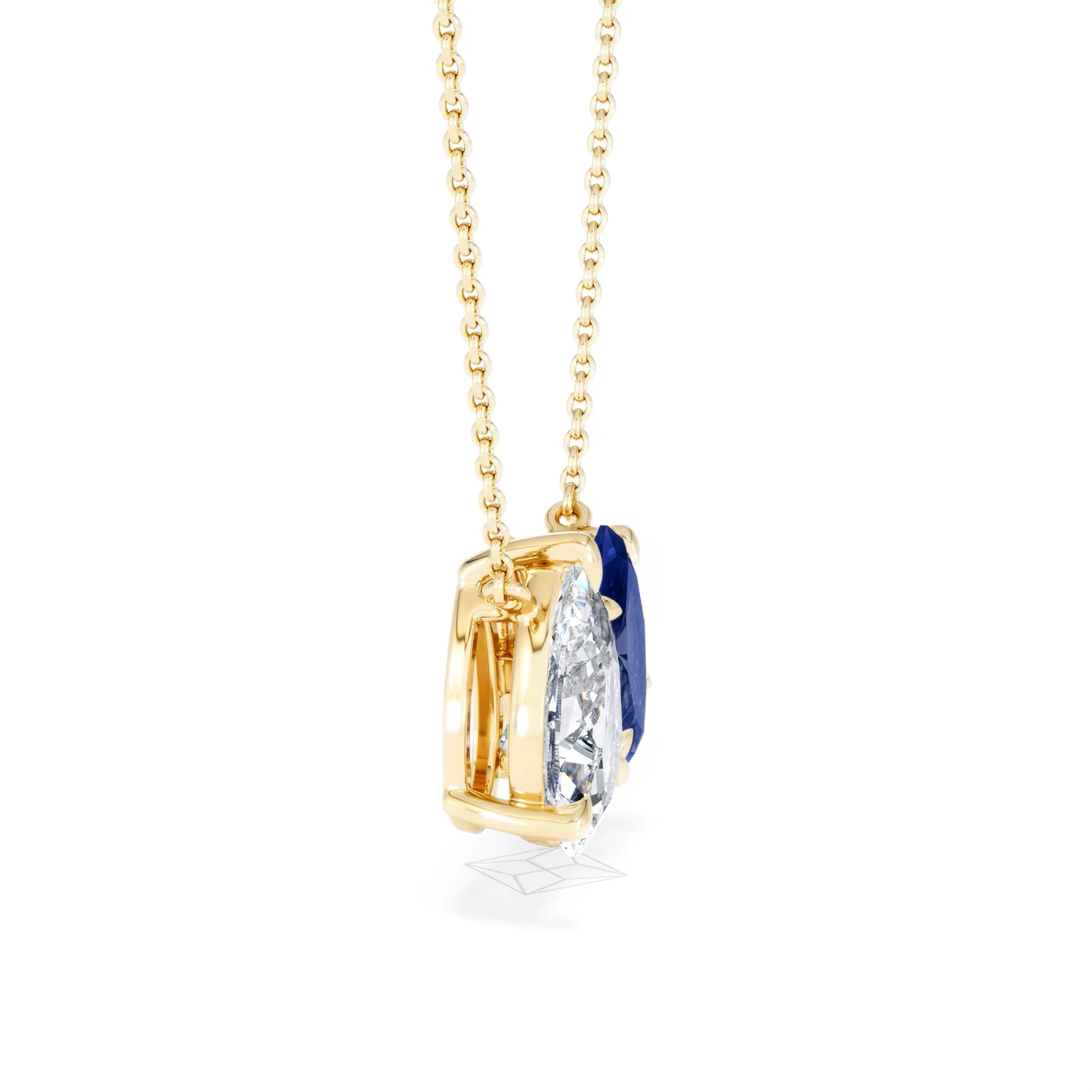 Toi Et Moi 1.50ct Pear Lab Diamond and 1.30ct Marquise Lab Sapphire Necklace in 18K Yellow Gold - Image 26