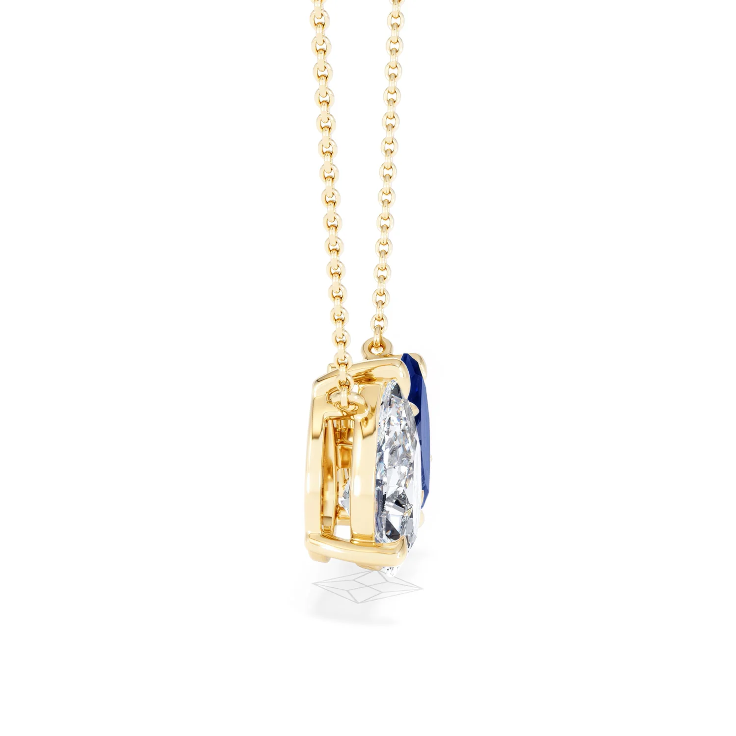Toi Et Moi 1.50ct Pear Lab Diamond and 1.30ct Marquise Lab Sapphire Necklace in 18K Yellow Gold - Image 27
