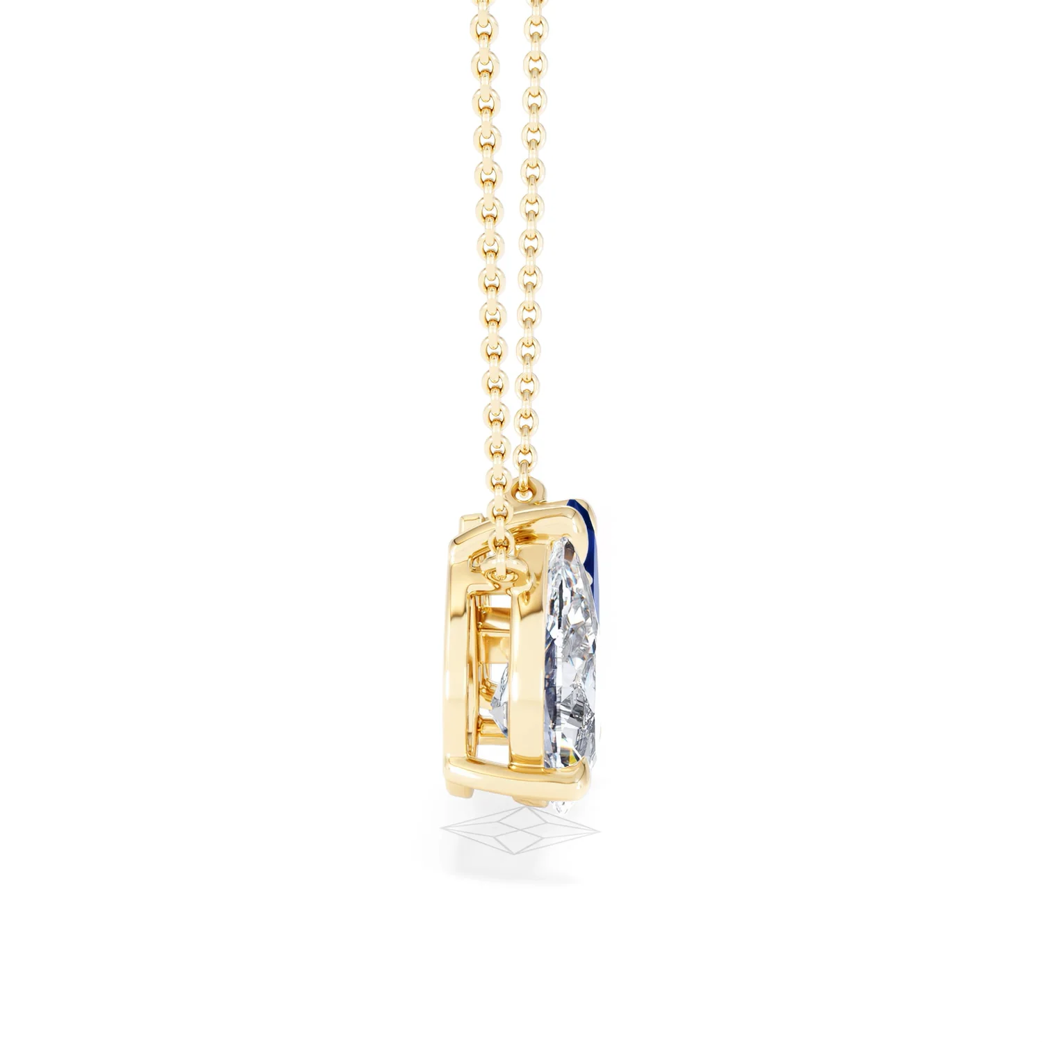 Toi Et Moi 1.50ct Pear Lab Diamond and 1.30ct Marquise Lab Sapphire Necklace in 18K Yellow Gold - Image 28