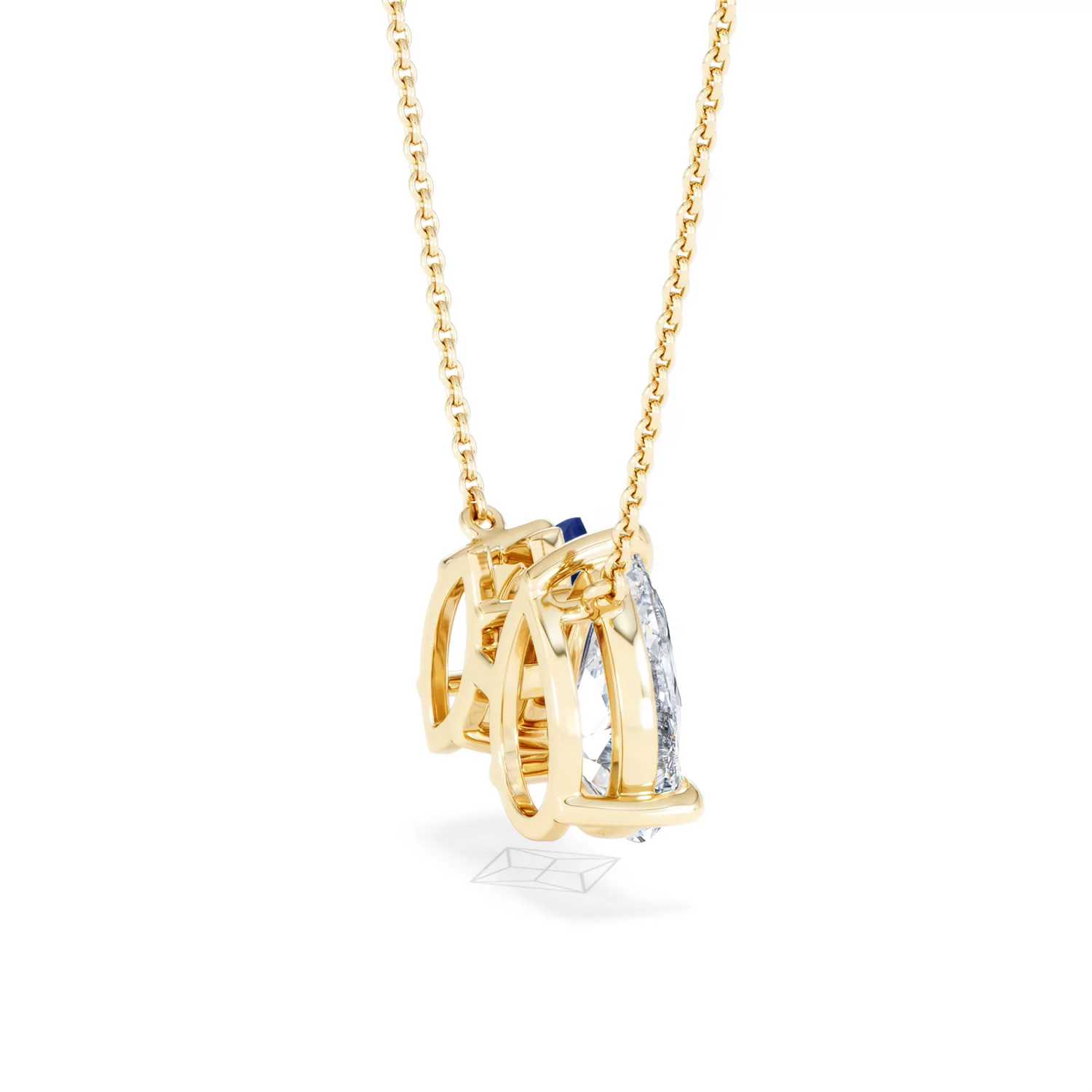 Toi Et Moi 1.50ct Pear Lab Diamond and 1.30ct Marquise Lab Sapphire Necklace in 18K Yellow Gold - Image 35