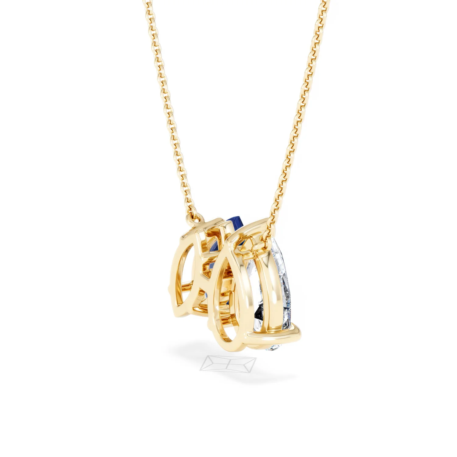 Toi Et Moi 1.50ct Pear Lab Diamond and 1.30ct Marquise Lab Sapphire Necklace in 18K Yellow Gold - Image 37