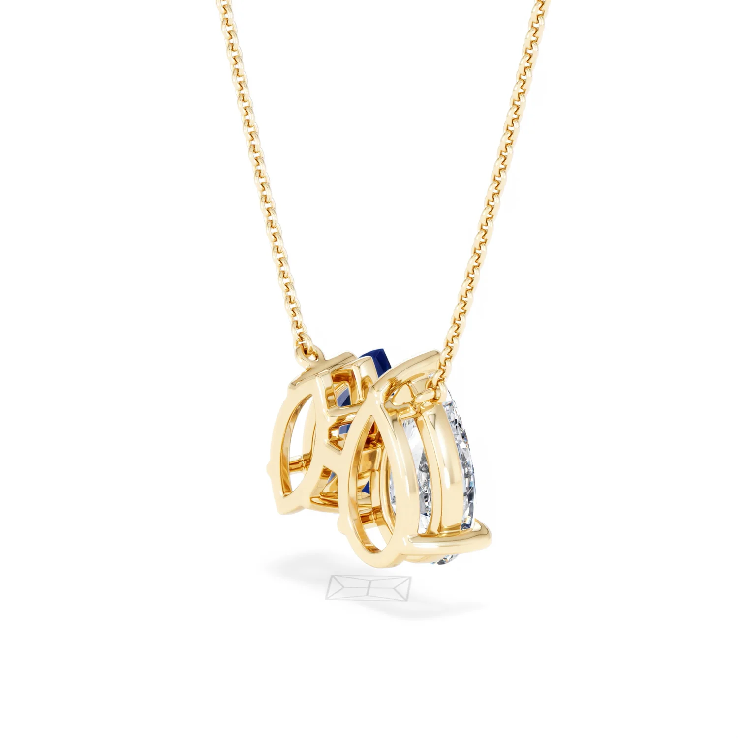 Toi Et Moi 1.50ct Pear Lab Diamond and 1.30ct Marquise Lab Sapphire Necklace in 18K Yellow Gold - Image 38