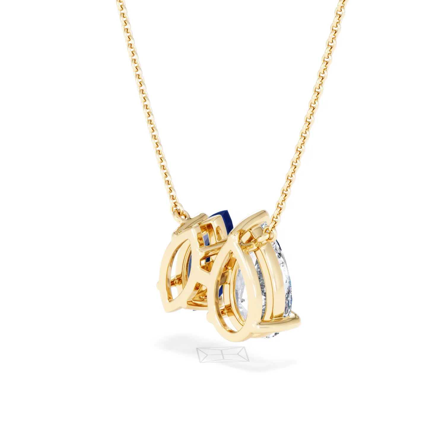 Toi Et Moi 1.50ct Pear Lab Diamond and 1.30ct Marquise Lab Sapphire Necklace in 18K Yellow Gold - Image 40