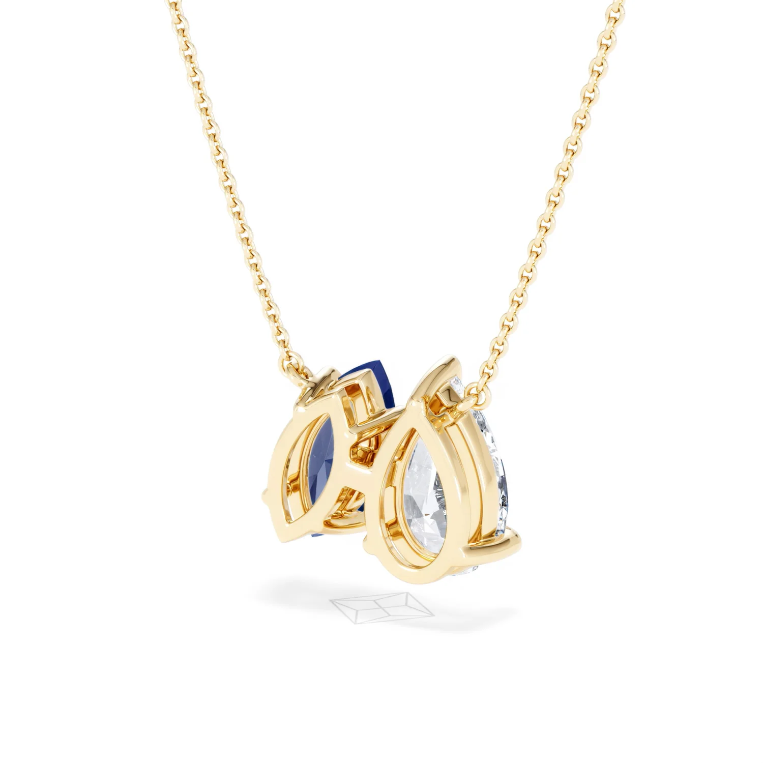 Toi Et Moi 1.50ct Pear Lab Diamond and 1.30ct Marquise Lab Sapphire Necklace in 18K Yellow Gold - Image 43