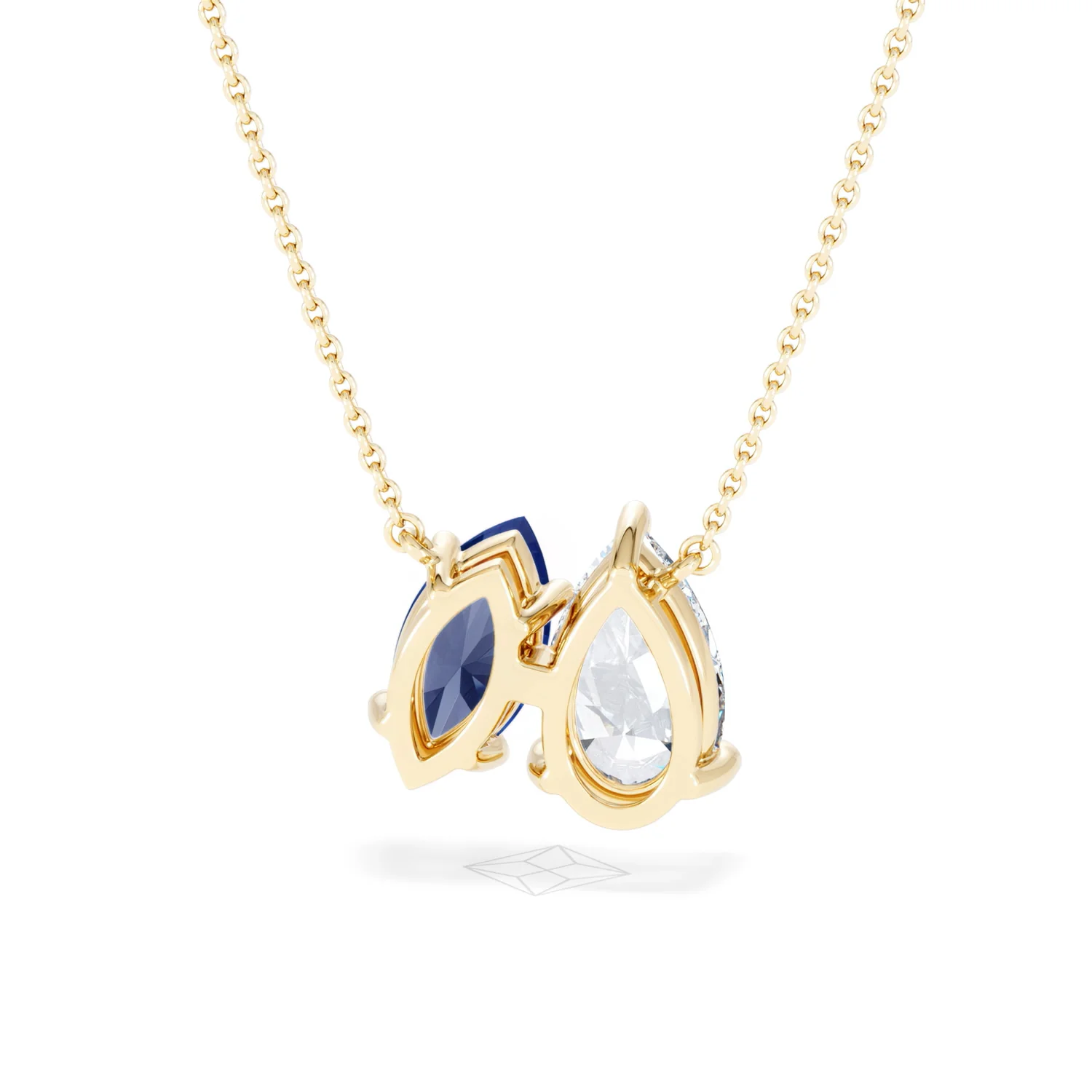 Toi Et Moi 1.50ct Pear Lab Diamond and 1.30ct Marquise Lab Sapphire Necklace in 18K Yellow Gold - Image 47