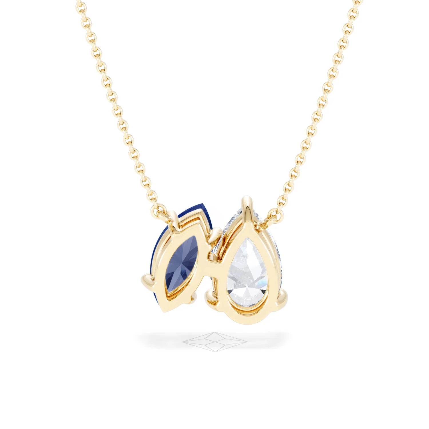 Toi Et Moi 1.50ct Pear Lab Diamond and 1.30ct Marquise Lab Sapphire Necklace in 18K Yellow Gold - Image 49