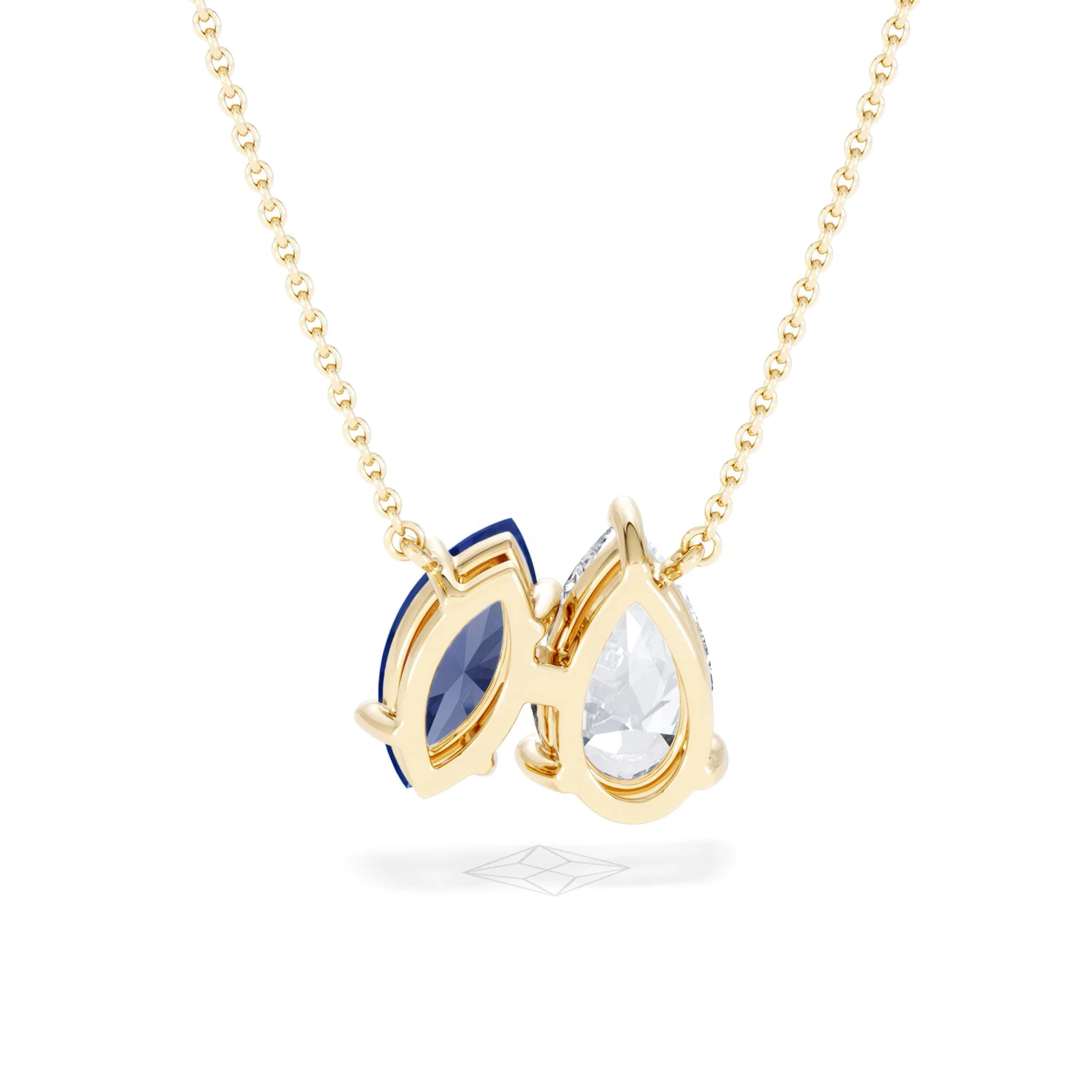 Toi Et Moi 1.50ct Pear Lab Diamond and 1.30ct Marquise Lab Sapphire Necklace in 18K Yellow Gold - Image 50