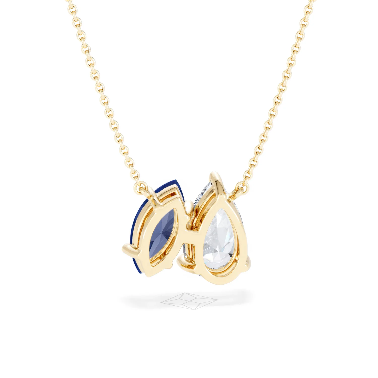 Toi Et Moi 1.50ct Pear Lab Diamond and 1.30ct Marquise Lab Sapphire Necklace in 18K Yellow Gold - Image 51
