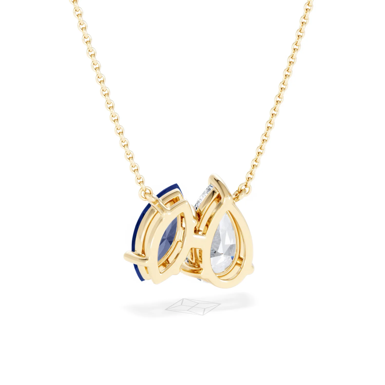 Toi Et Moi 1.50ct Pear Lab Diamond and 1.30ct Marquise Lab Sapphire Necklace in 18K Yellow Gold - Image 53