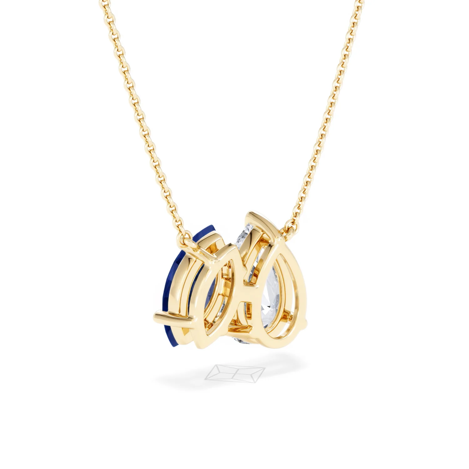 Toi Et Moi 1.50ct Pear Lab Diamond and 1.30ct Marquise Lab Sapphire Necklace in 18K Yellow Gold - Image 56