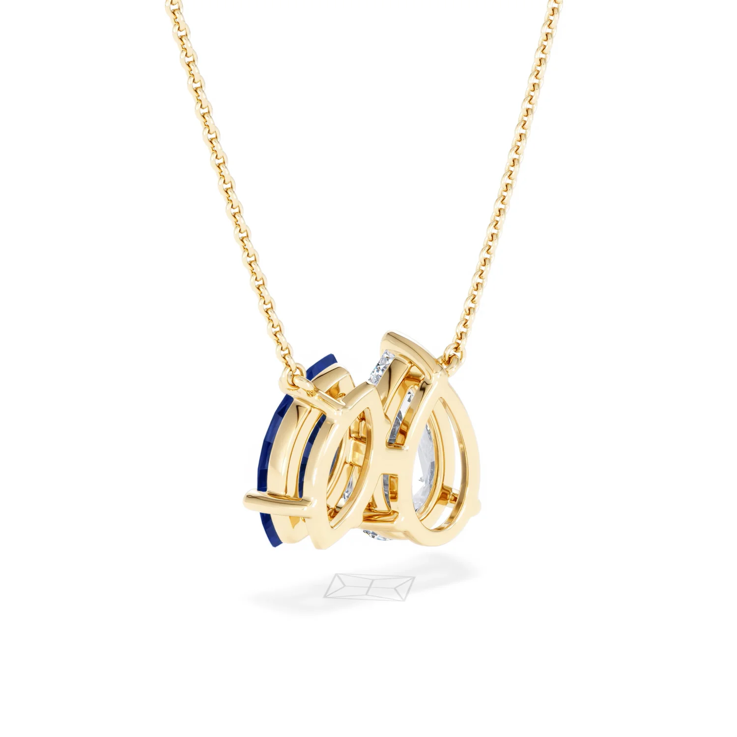 Toi Et Moi 1.50ct Pear Lab Diamond and 1.30ct Marquise Lab Sapphire Necklace in 18K Yellow Gold - Image 57