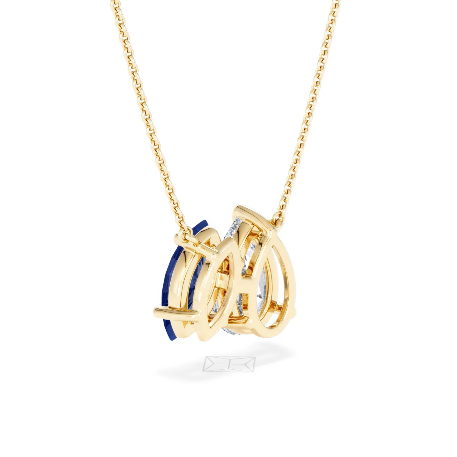 Toi Et Moi 1.50ct Pear Lab Diamond and 1.30ct Marquise Lab Sapphire Necklace in 18K Yellow Gold - Image 58